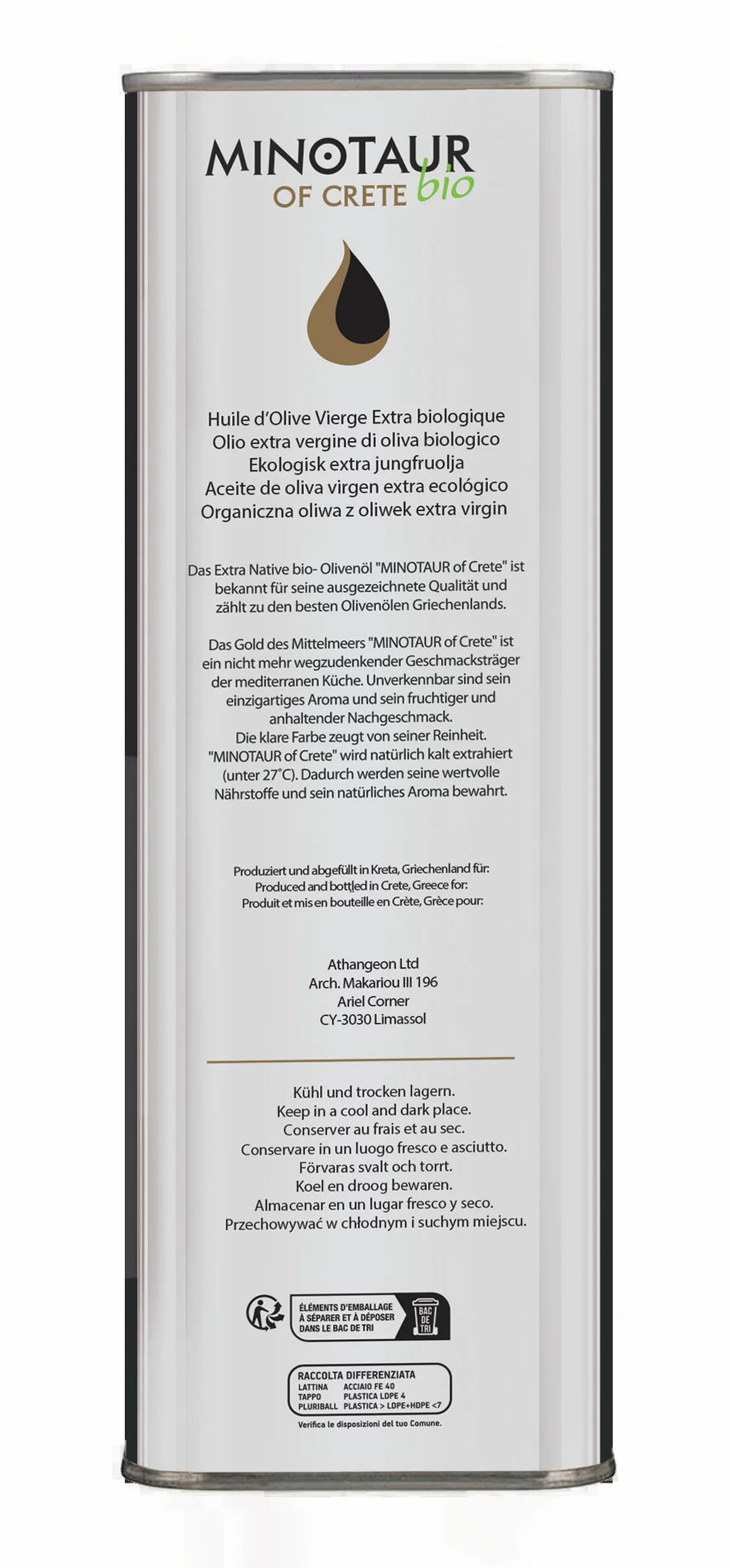 Minotaur z Krety | Organiczna oliwa z oliwek extra virgin premium z Krety | 1 litr | Zbiory 2025-26 | Wytłoczona na zimno