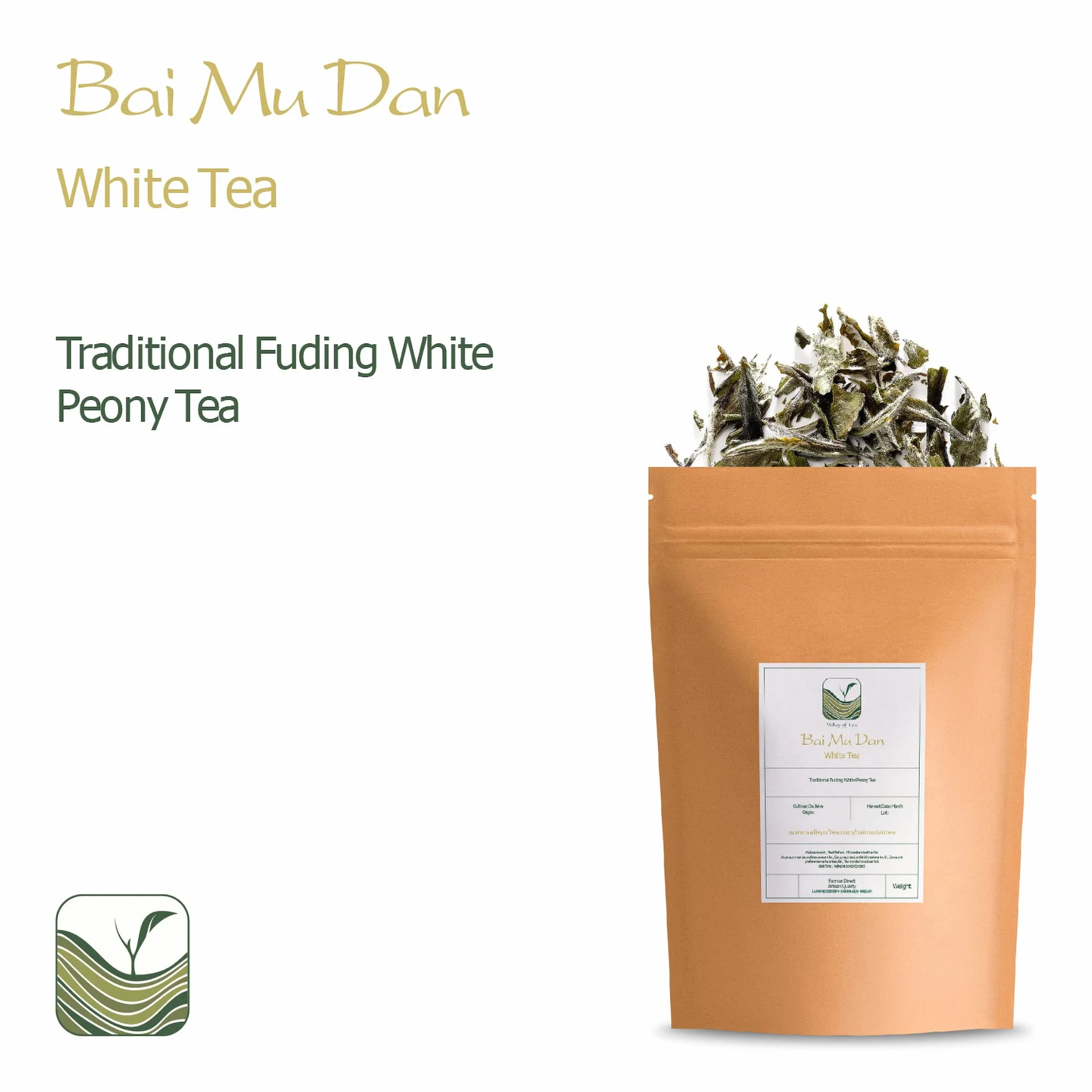 Bai Mu Dan - Biała Peonia Białe Liście Roztaczane z Chin - Baimudan lub Paimutan 50g