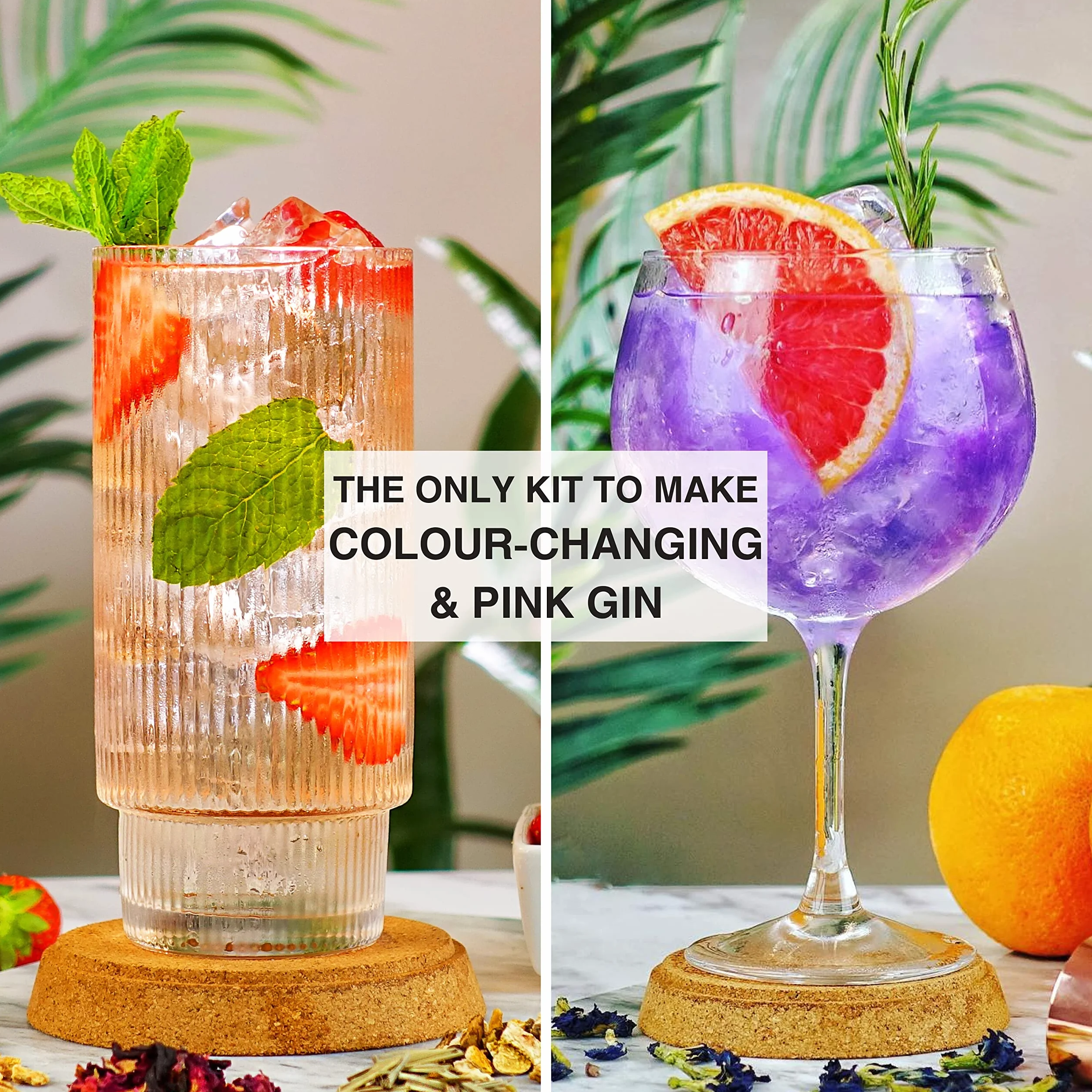 Gin Making Kit Create 10 Bottles Classic Colour Changing Pink Gin Gift Set 13 Botanicals Recipe Book Rose Gold Accessories