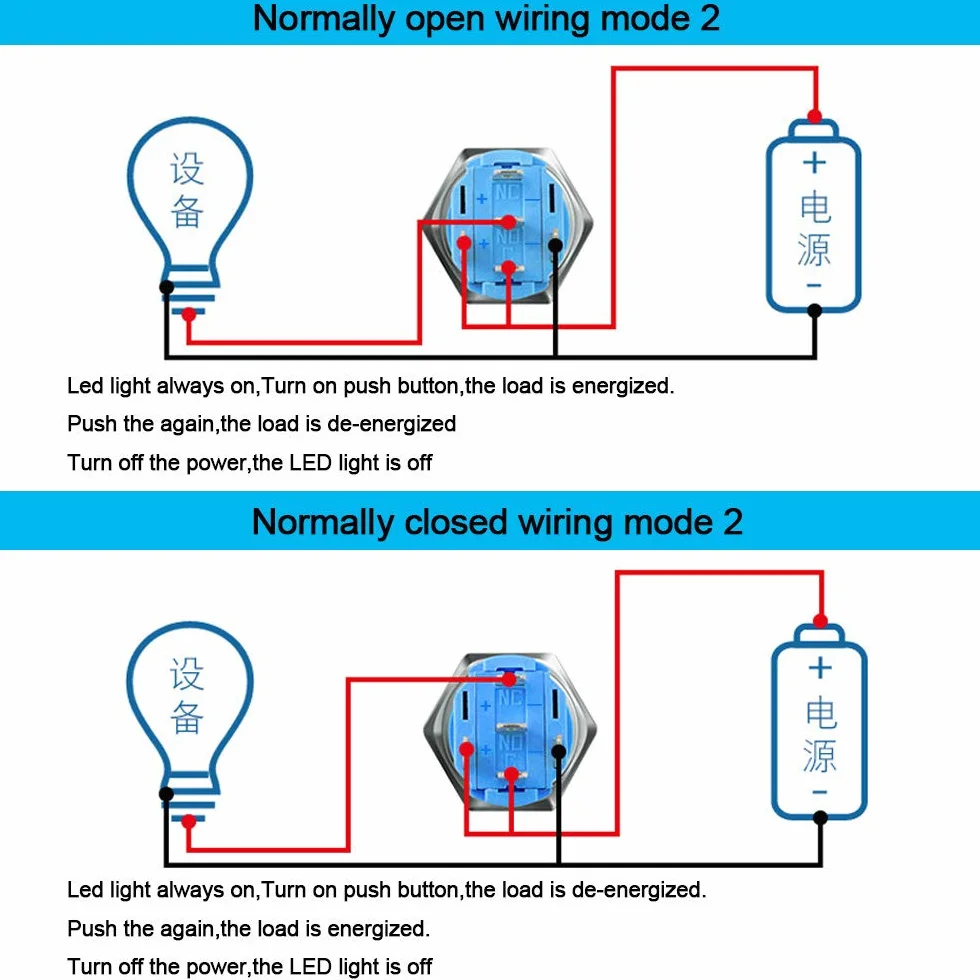 3 szt. premium 12 V/24 V 5 A chwilowy przełącznik przyciskowy, 19 mm przełącznik rozruchowy do samochodu, niebieskie światło LED ze stali nierdzewnej IP67 wodoodporny przełącznik z przewodem wtykowym