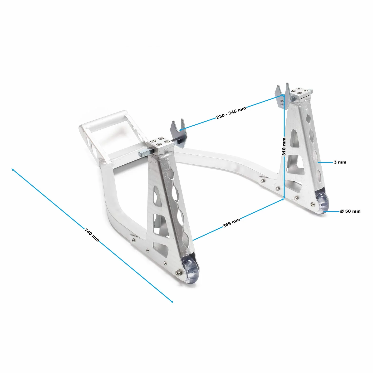 Wiltec Stojak na motocykl do tylnego koła 230-345 mm aluminium 317 kg