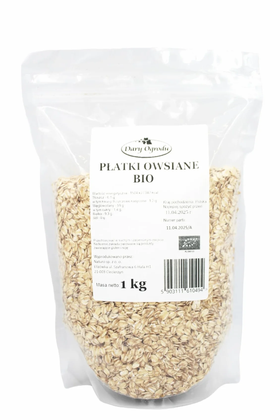 Płatki Owsiane Ekologiczne BIO Dary Ogrodu 1 kg