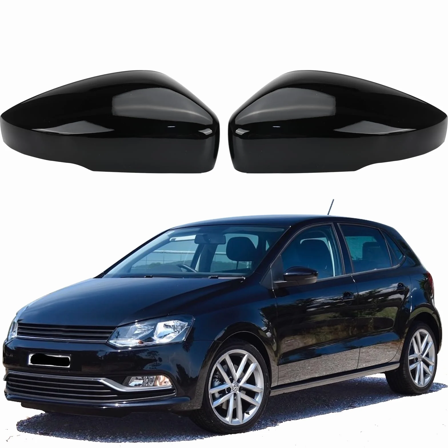 Nakładki na lusterka samochodowe, 1 para nakładek na lusterko wsteczne, osłony lusterek bocznych do VW Polo MK5 2009-2017, czarne