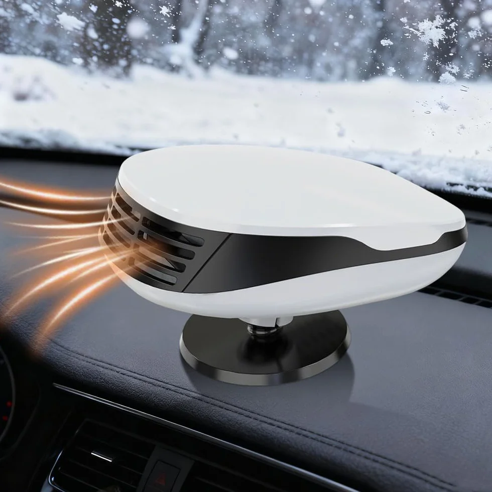 Ogrzewanie samochodowe 12 V, 2 w 1, przenośne ogrzewanie samochodowe, z podstawą obrotową 360°, termowentylator samochodowy, ogrzewanie postojowe do przedniej szyby, wielofunkcyjne ogrzewanie