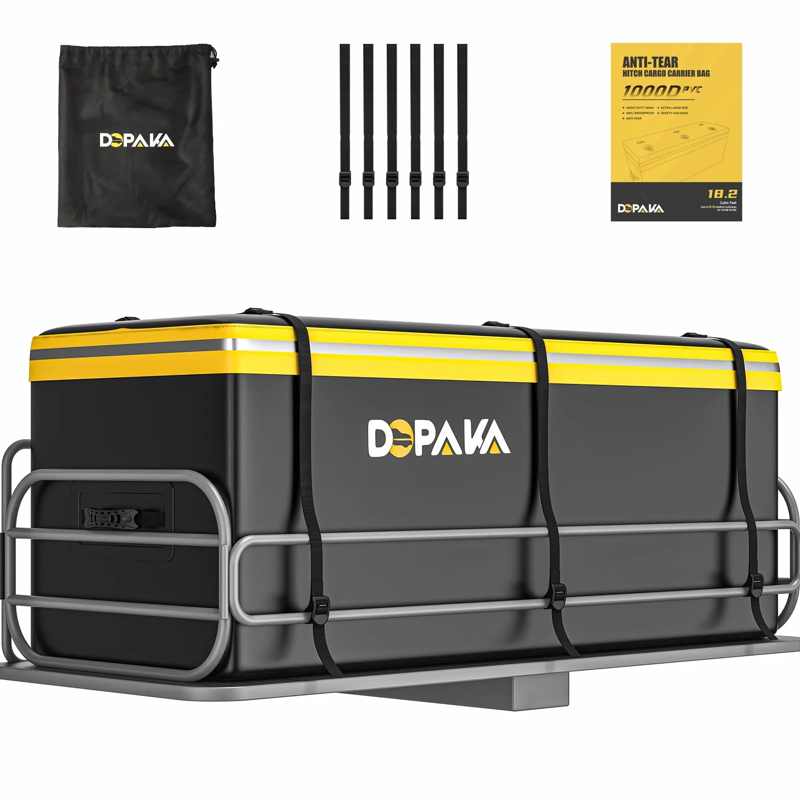 Torba bagażowa na zaczep 100% wodoodporny zaczep 18,2 stopy sześcienne 148 cm x 56 cm x 63 cm torba cargo zawiera 6 wzmocnionych pasków do odbioru ciężarówki, wszystkie pojazdy z torbą do