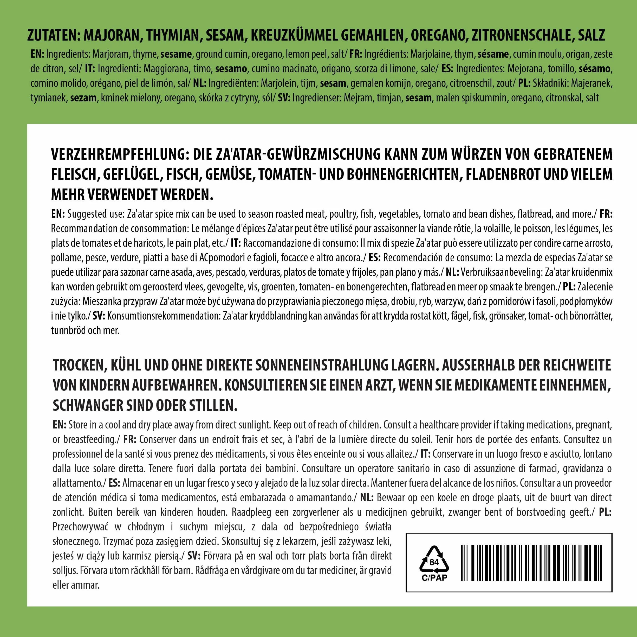 Alpi Nature Przyprawa Zaatar 250g, Mieszanka Przypraw Zaatar, Libańska Mieszanka Za’atar