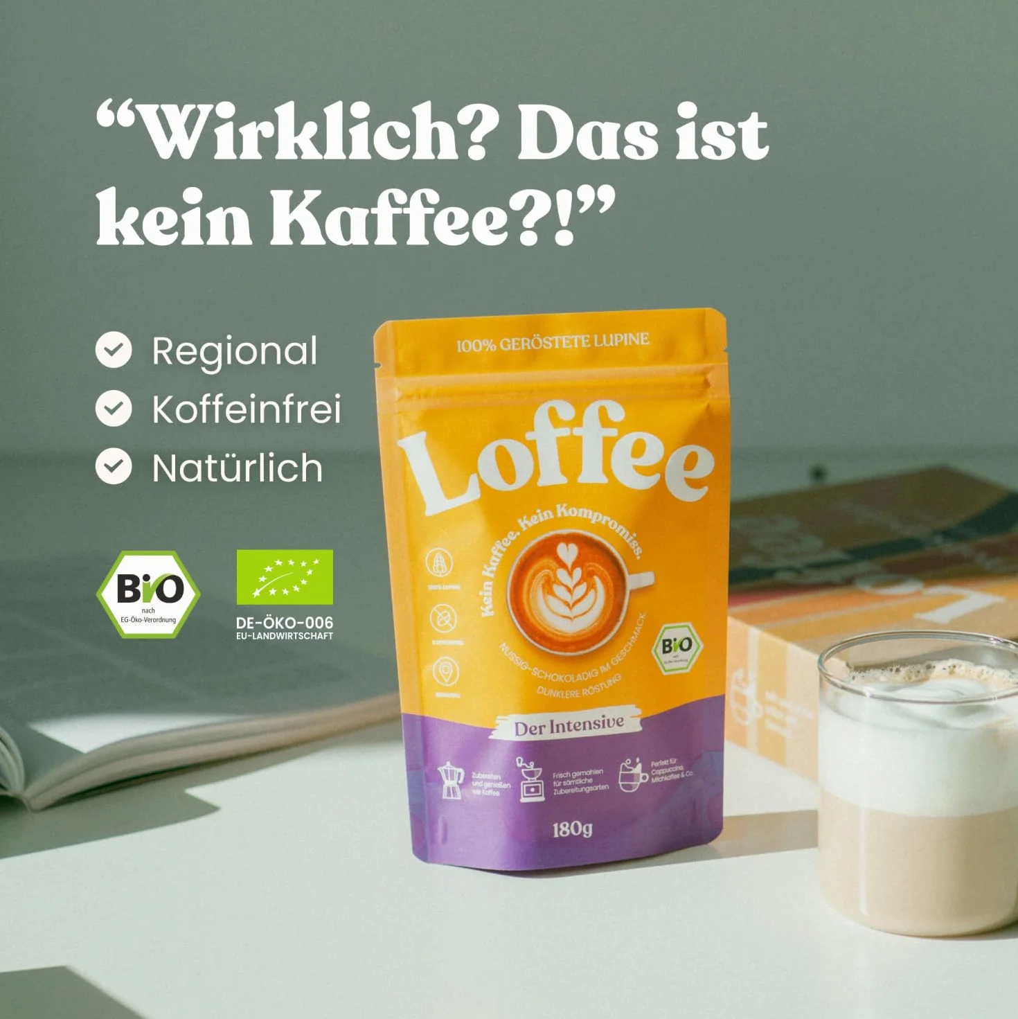 BIO Kawa z łubinu 720g Loffee Der Intensive – Bez kofeiny alternatywa mielona