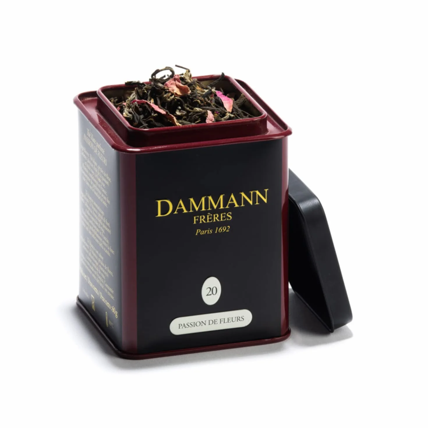 Dammann Frères® | Liście białej herbaty i aromat marakui - 60 Gr | Puszka białej herbaty, płatki kwiatów, aromat morelowy