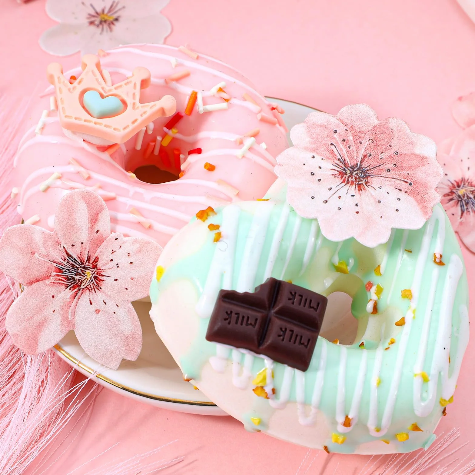 Jadalne ozdoby na babeczki z kwiatami wiśni, jadalne kwiaty wiśni, dekoracje, ciasto, papierowe, kwiaty, babeczki, na ślub, baby shower, przyjęcie urodzinowe, materiały rocznicowe, 75 szt