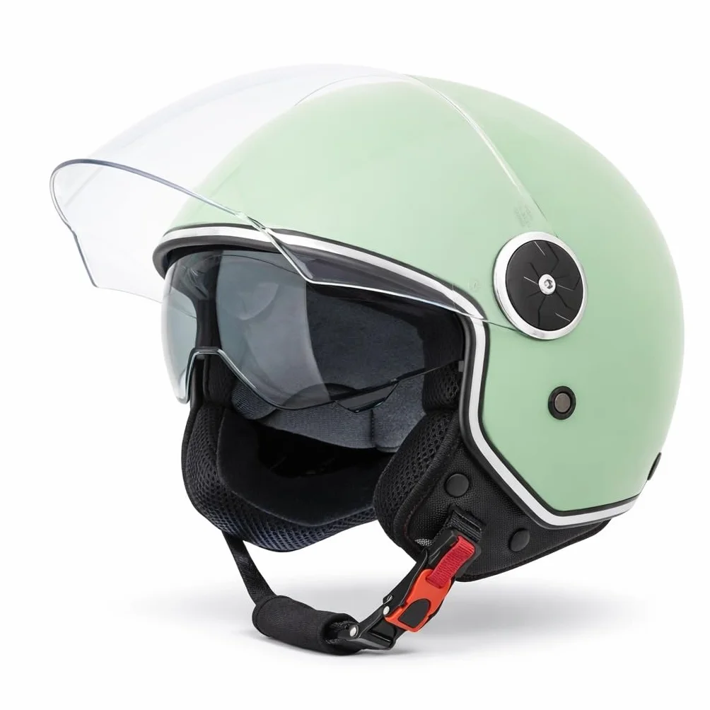 VINZ Pavia kask typu jet z podwójnym wizjerem, modny kask na skuter, rozmiar XS-XXL, kask typu jet z osłoną przeciwsłoneczną, certyfikat ECE 22.06
