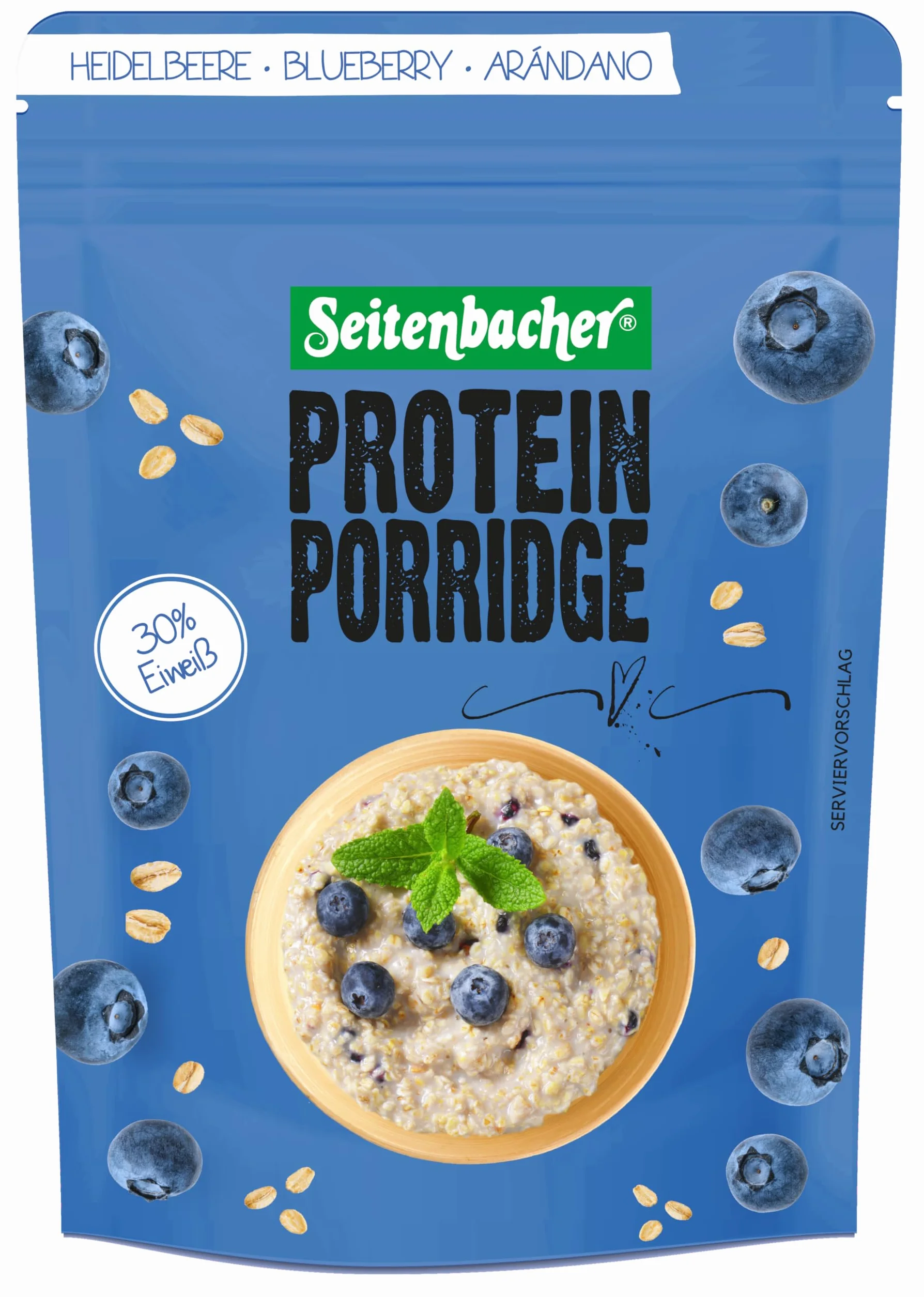 Seitenbacher Owsianka jagodowa – ciepłe śniadanie z 30% białkiem I bez pszenicy I (1 x 500 g)