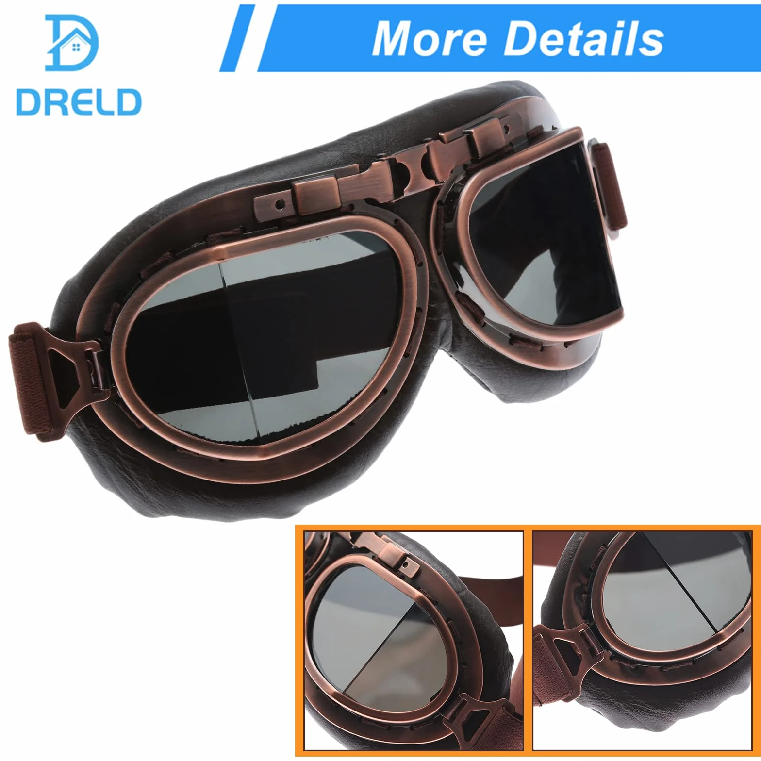 Dreld Vintage Motocykl Krążownik Gogle Okulary Przeciwsłoneczne Rower Wyścigowy Cruiser Touring Pół Kask