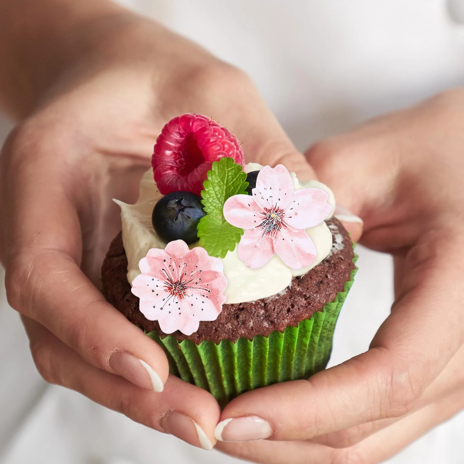 Jadalne ozdoby na babeczki z kwiatami wiśni, jadalne kwiaty wiśni, dekoracje, ciasto, papierowe, kwiaty, babeczki, na ślub, baby shower, przyjęcie urodzinowe, materiały rocznicowe, 75 szt