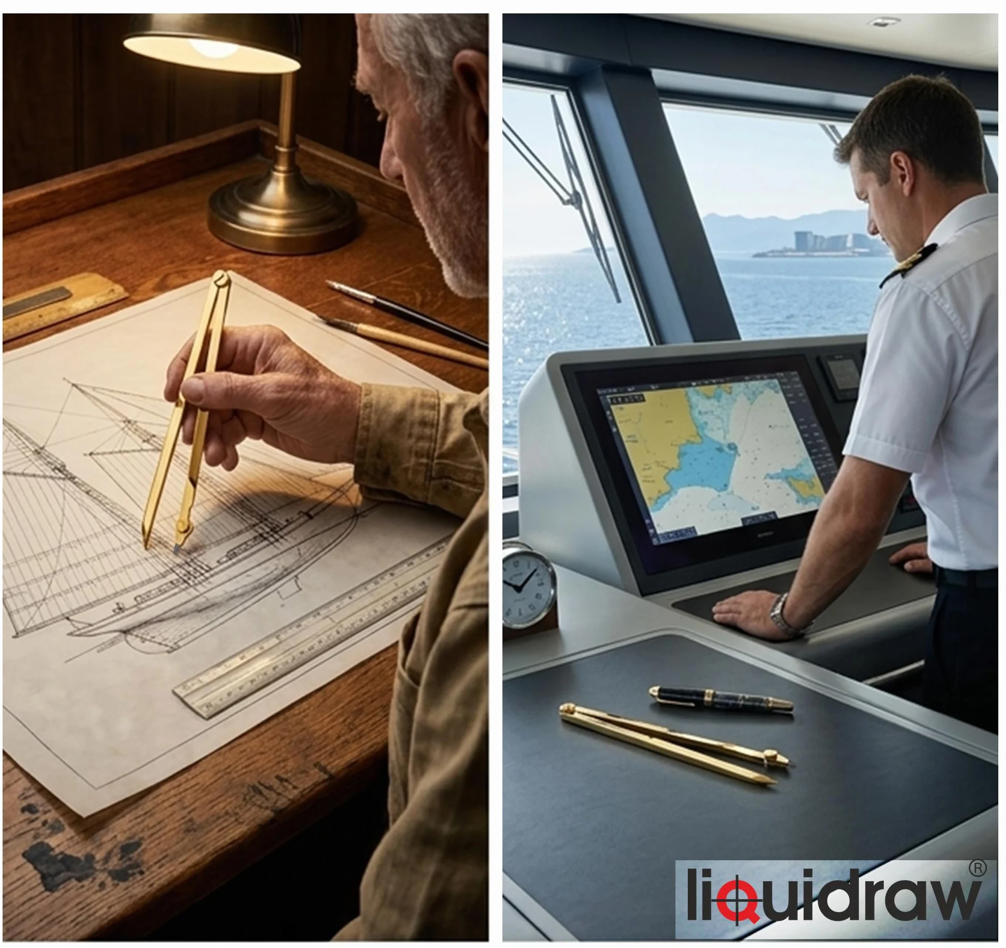 Liquidraw Nawigacja kompas morski lity mosiądz 20 cm 8 cali