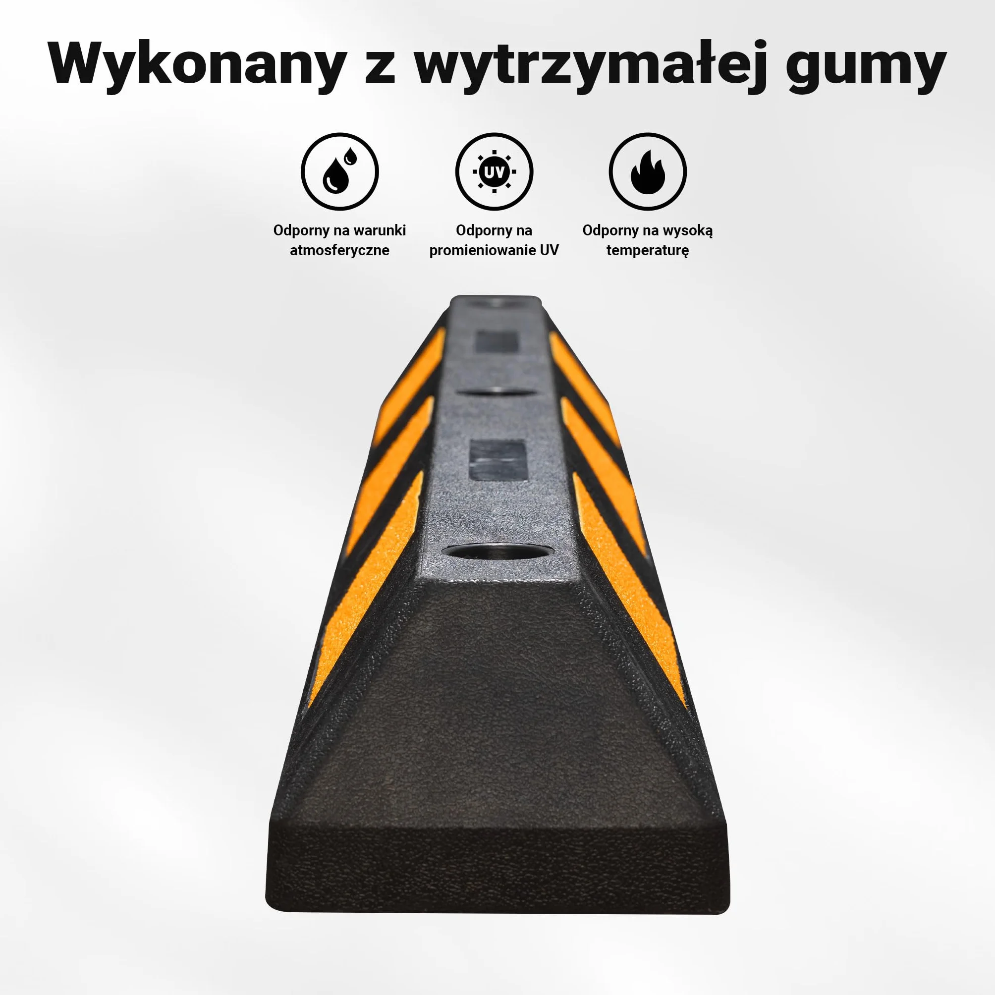 Wiltec Ogranicznik parkingowy 2 szt. 120 x 15 x 10 cm czarny z żółtą taśmą odblaskową