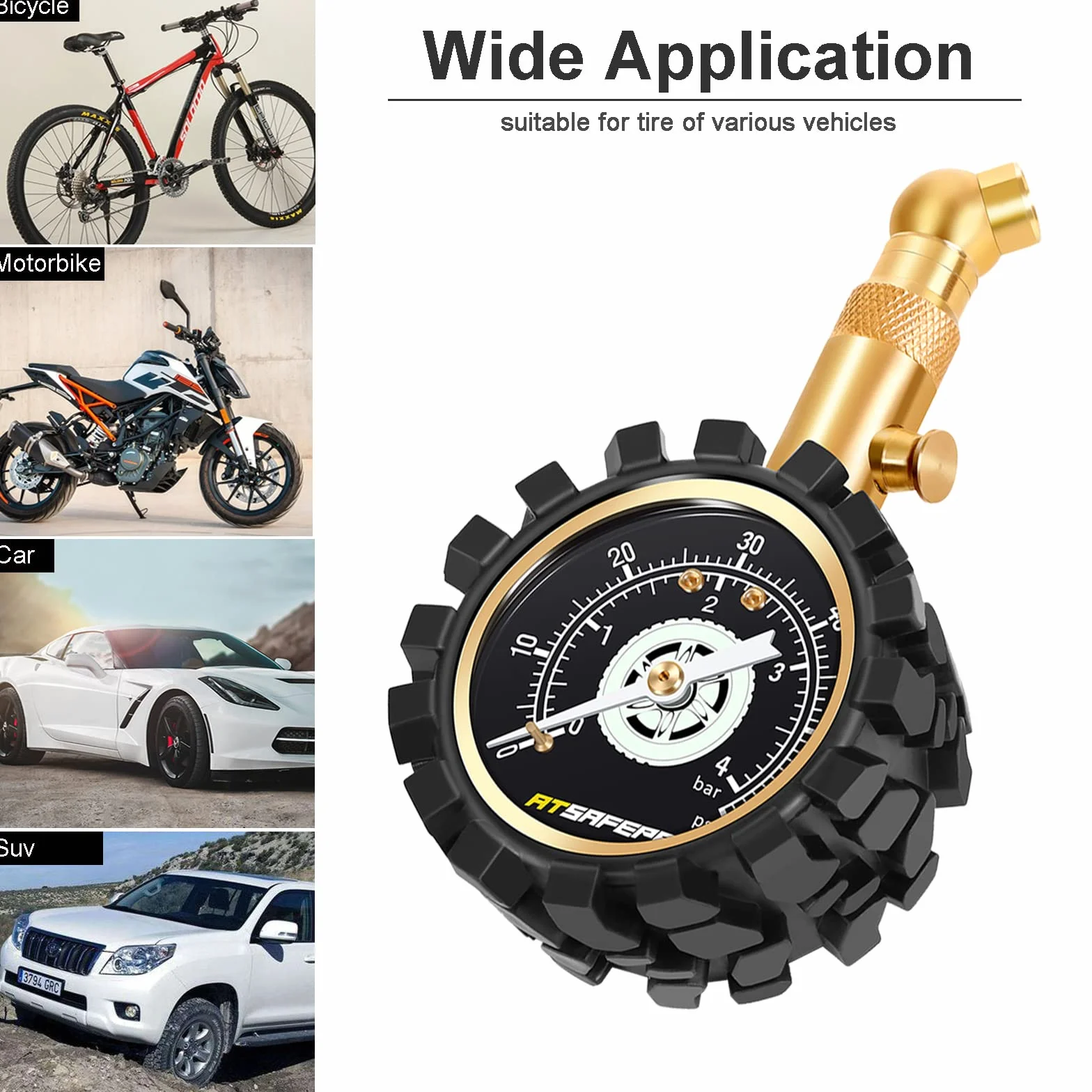Profesjonalny mechaniczny miernik ciśnienia w oponach 60psi 4bar ATsafepro