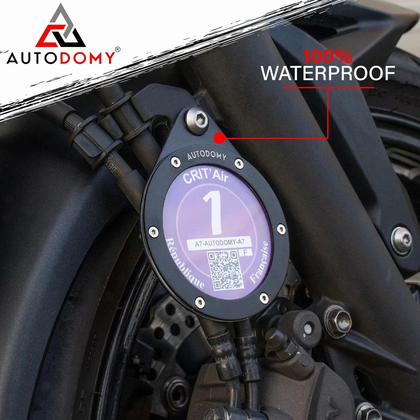 Autodomy Wodoodporny Uchwyt na Winietę Crit Air Moto | Uchwyt na Winietę Critair Moto Zawiera 2 Narzędzia Robocze do Wszystkich Typów Motocykli
