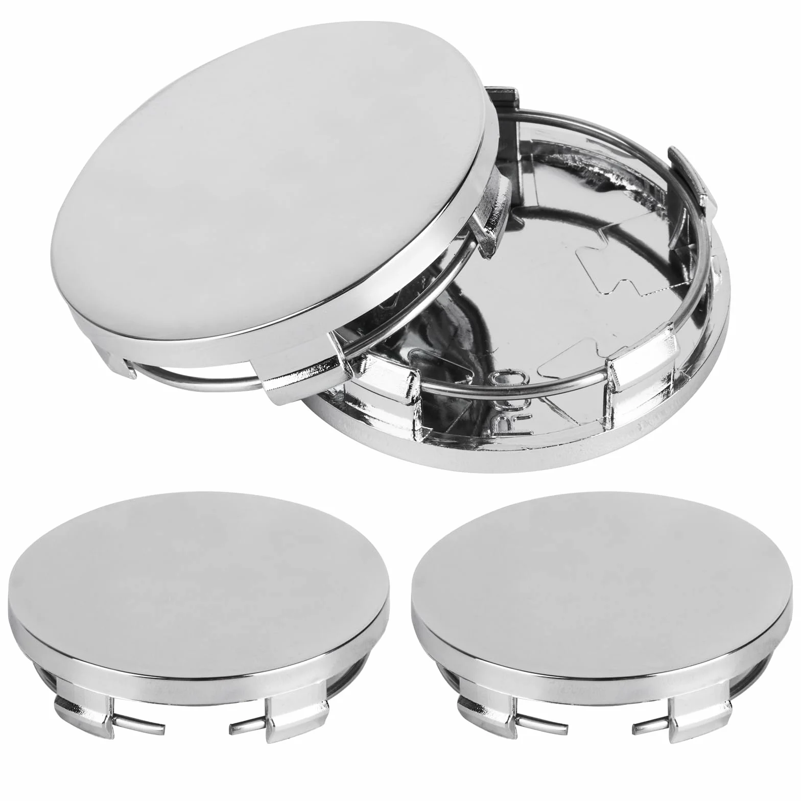 4 sztuki kołpaków 60 mm, uniwersalne nakładki na piasty kół, kołpaki do felg, ABS, srebrne, kompatybilne z VW Audi, akcesoria samochodowe (OD 60 mm, ID 56 mm)