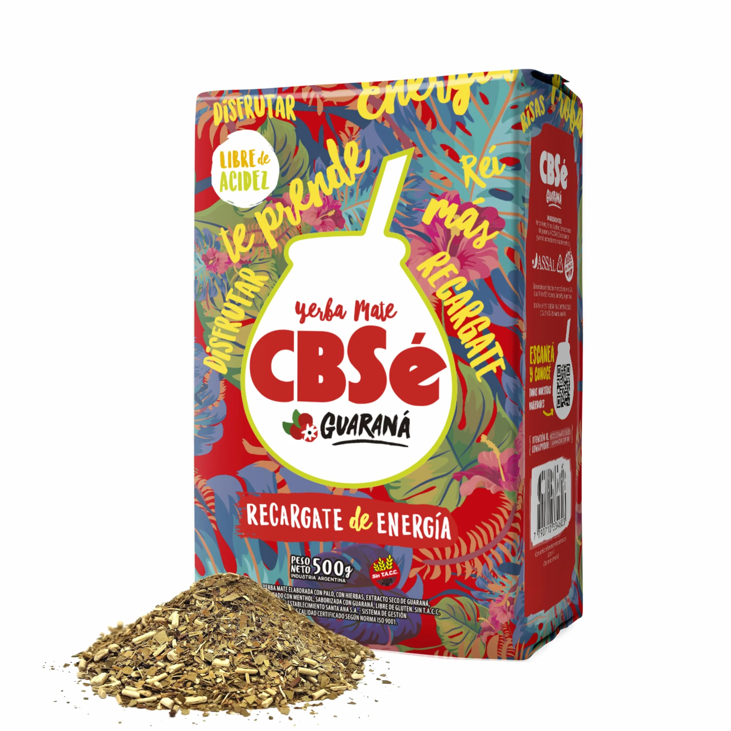 CBSÃ Herbata Mate - Energia - z Guaraná, 1 opakowanie (1 x 500 g)