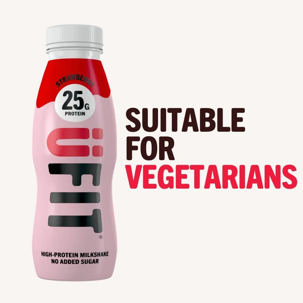 UFIT High 25g Protein Shake - smak truskawkowy - bez tłuszczu - bez dodatku cukru - gotowy do picia - 10 x 330 ml (opakowanie może się różnić)
