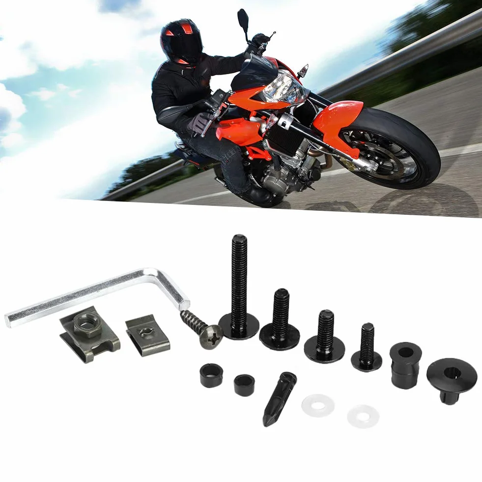 223 Szt. Uniwersalny Zestaw śrub Do Owiewek Motocyklowych, M5 M6 Szyby Motocyklowe śruby łączniki, Podkładki Nakrętki śruby Zestaw Asortymentowy(Czarny)
