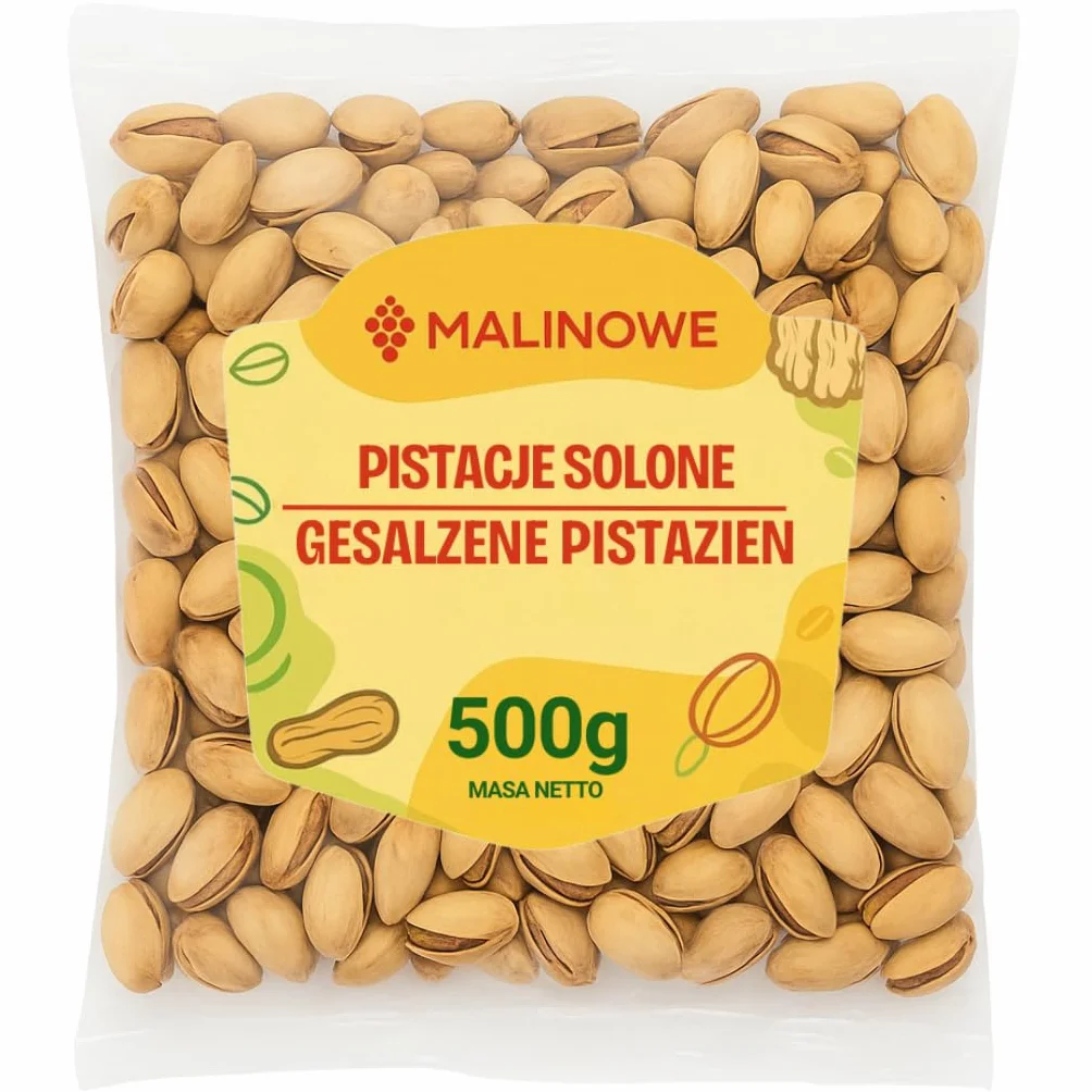 Malinowe PISTACJE PRAŻONE SOLONE 500g Pistacje z Łuską