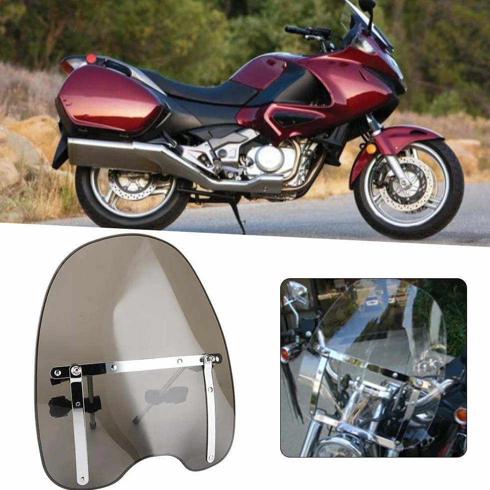Przednia szyba motocyklowa uniwersalna 22-25mm montaż na kierownicy deflektora wiatru motocykla przednia szyba motocykla owiewka przedniej szyby materiał ABS przednia szyba motocykla spojler (dymna)
