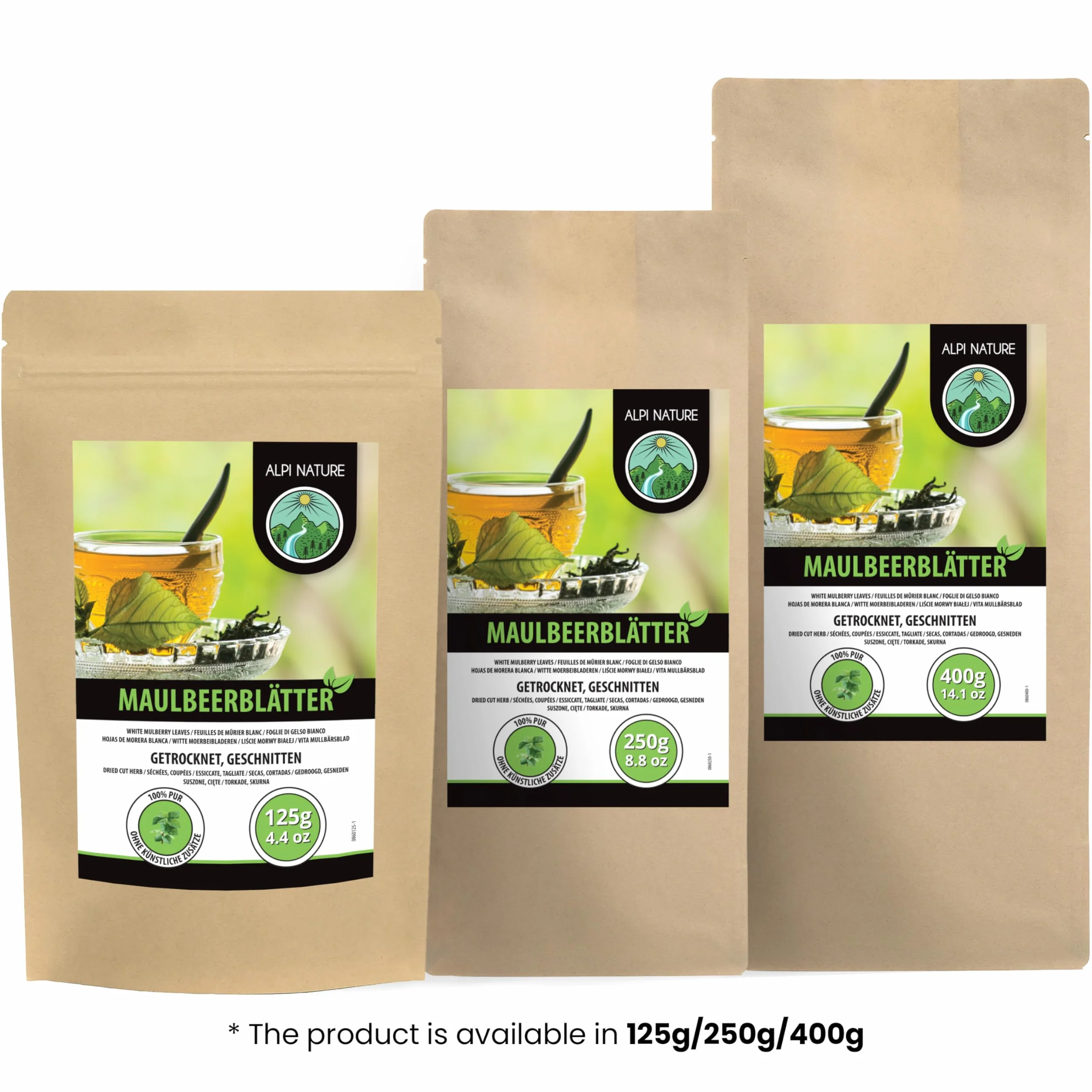 Alpi Nature Herbata z Liści Morwy 125g, Suszone i Cięte Liście Morwy, Herbata Liściasta