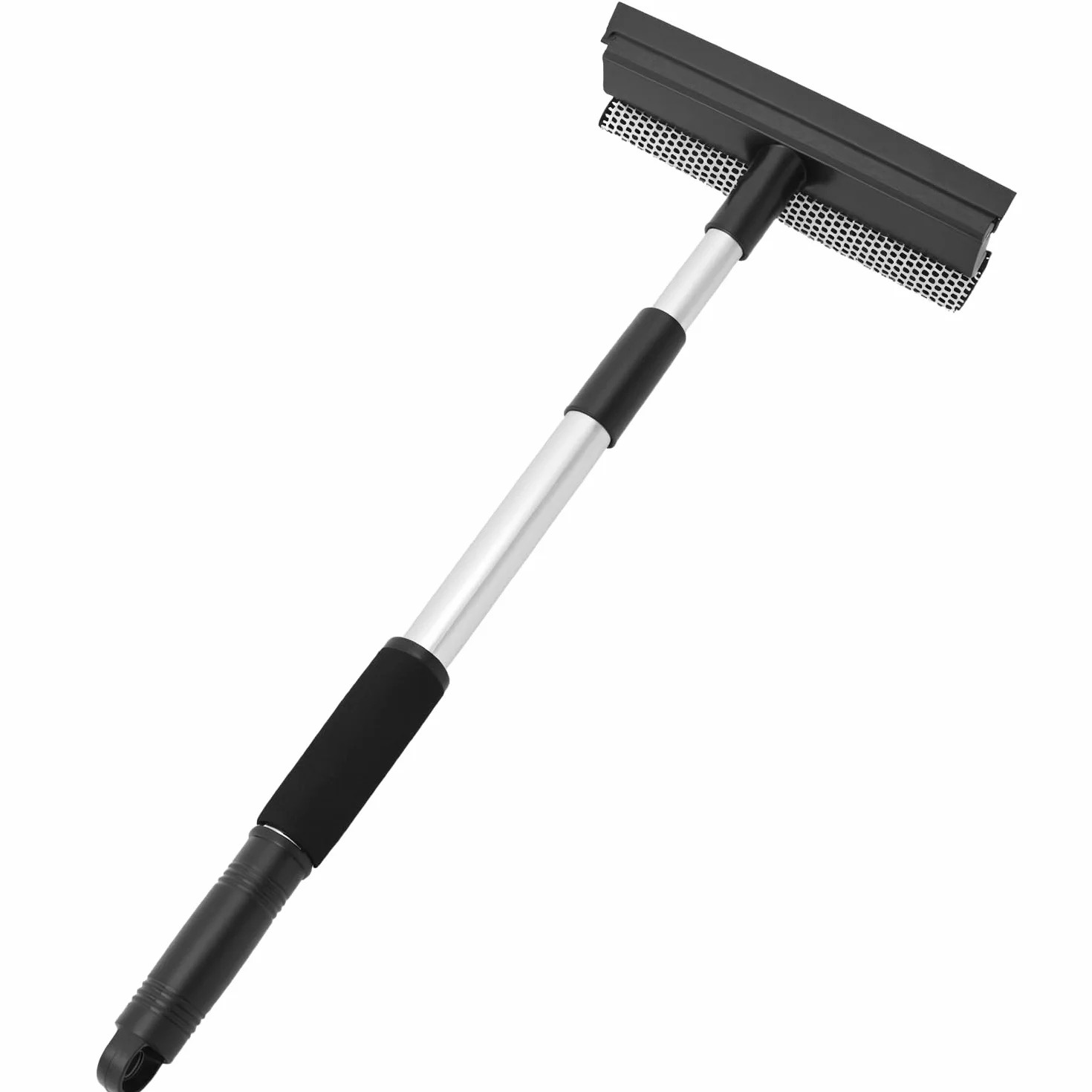 QWORK® Środek do czyszczenia szyb samochodowych, drążek teleskopowy 76 cm z gumową końcówką i gąbką