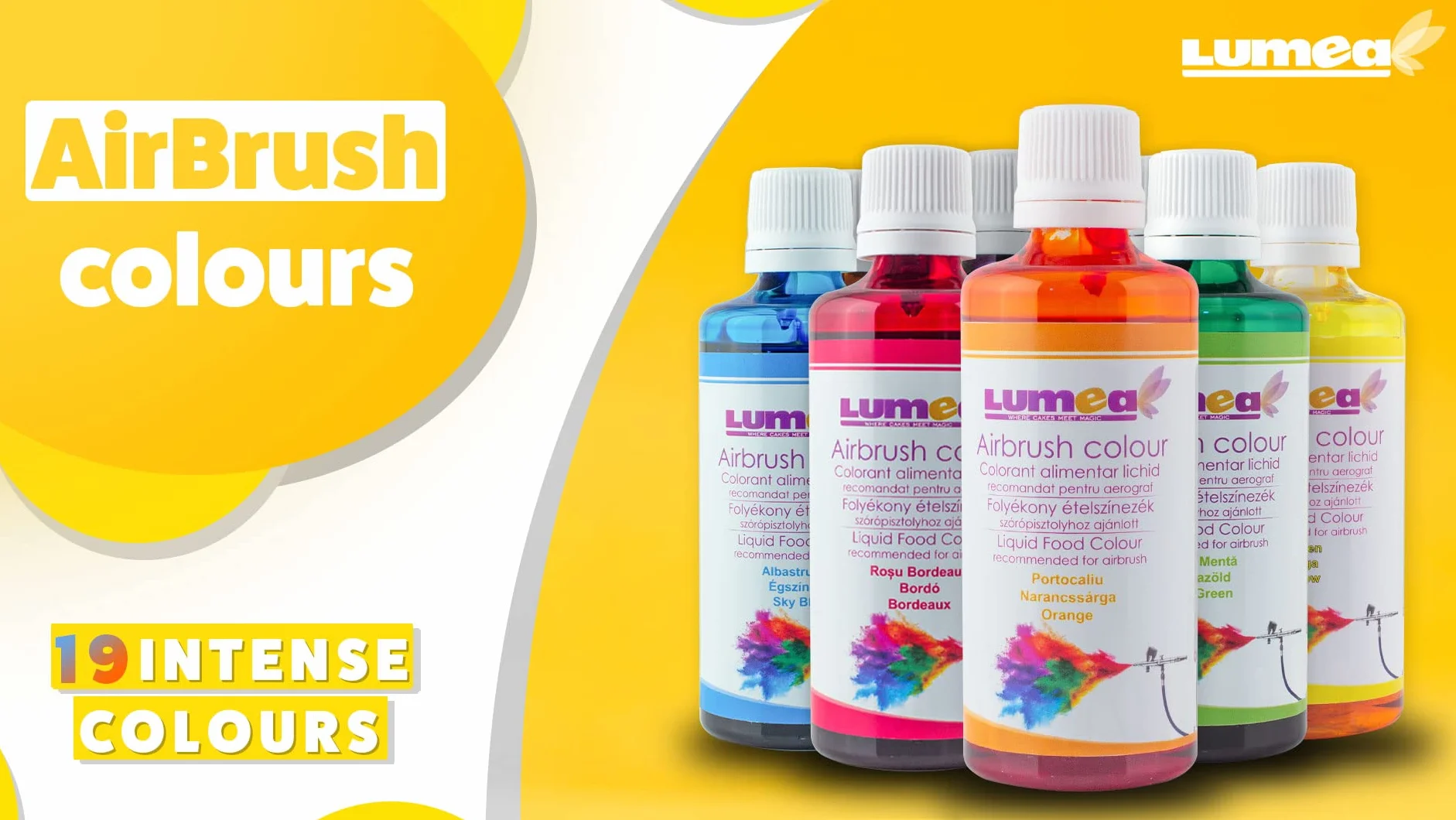 Dekozauber24 Farba spożywcza premium Airbrush 90 ml, 19 kolorów, jadalna, płynna, silna siła krycia, dekoracja tortu fondant marcepan, kolor królewski błękit
