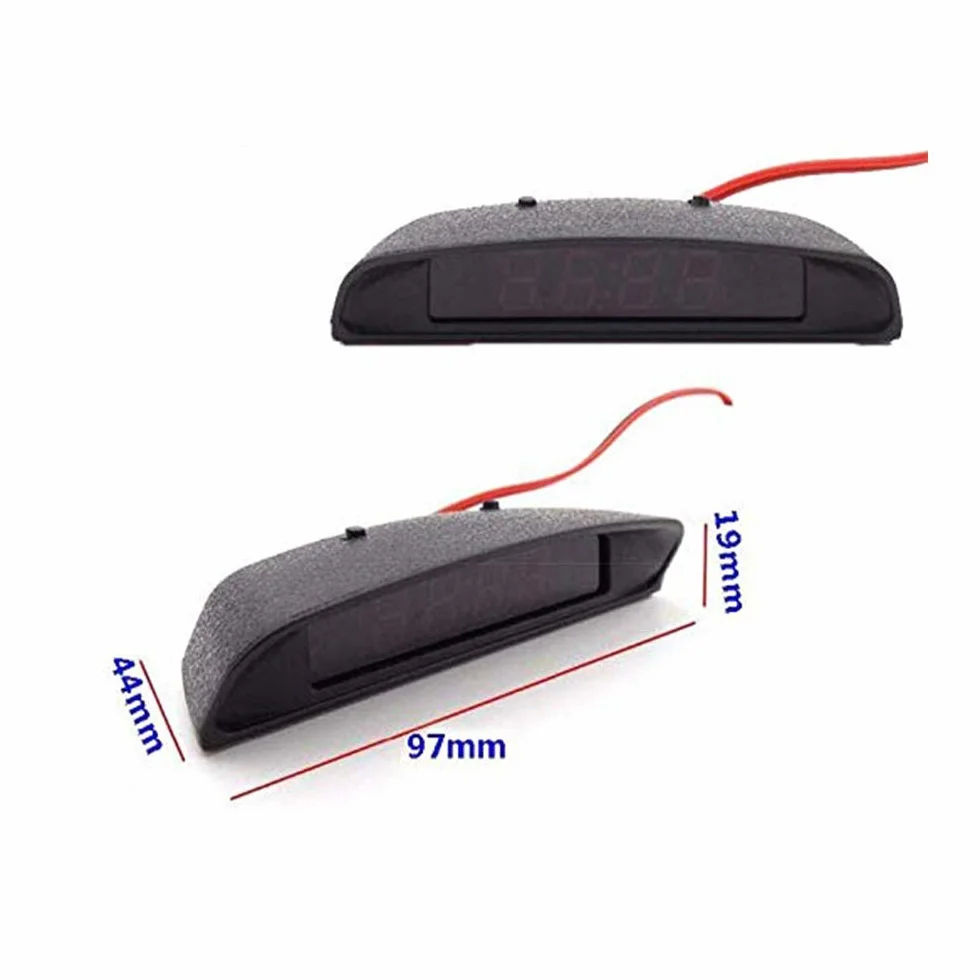 Riloer Samochodowy zegar cyfrowy, 4 w 1 12 V, zegar, data, termometr, monitor napięcia z wyświetlaczem LCD do wnętrza samochodu, niebieski