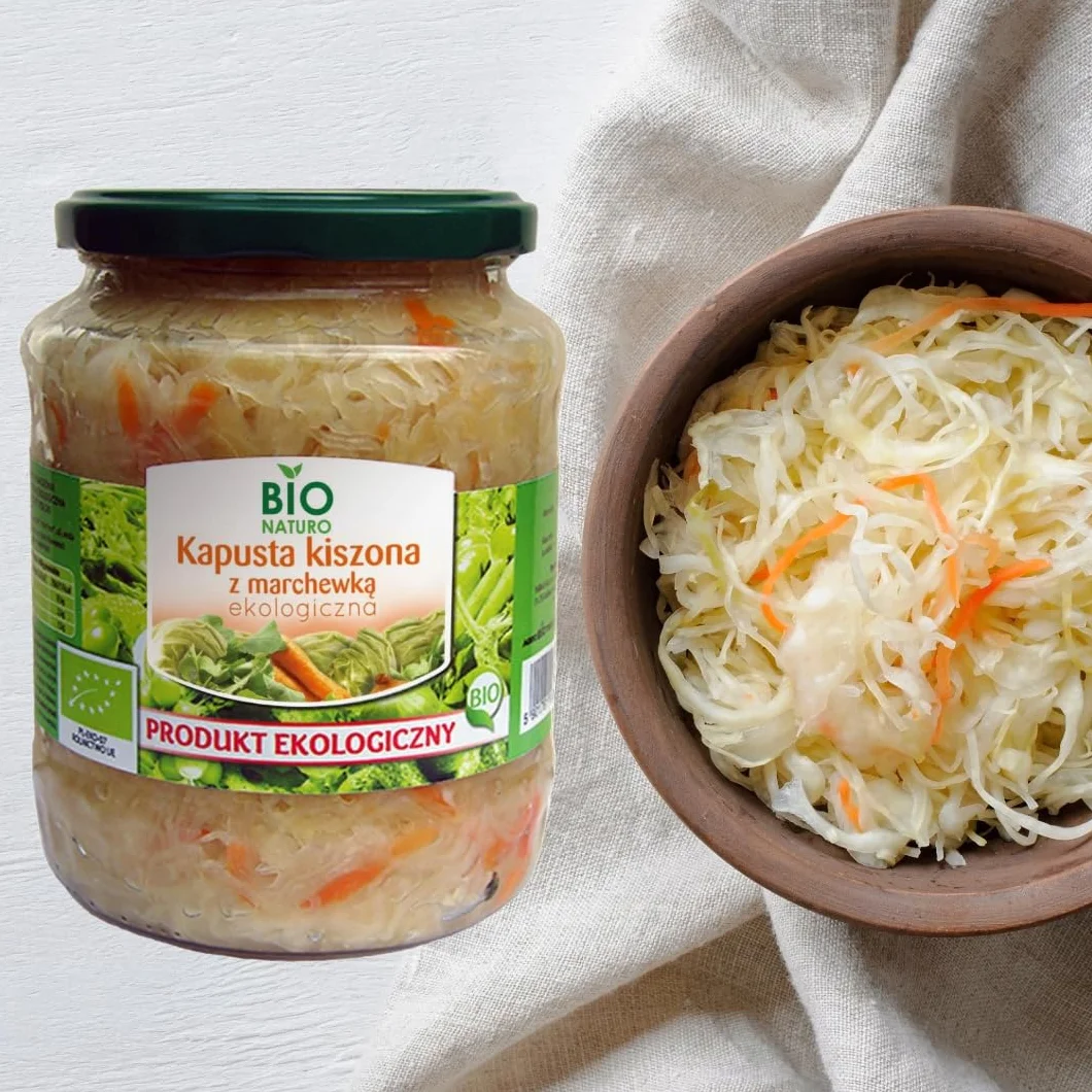BioNaturo - Kapusta Kiszona z Marchewką 100% - Ekologiczna Naturalna 680g -Fermentacja Mlekowa - Bez Konserwantów - Bogata w Witaminy i Minerały