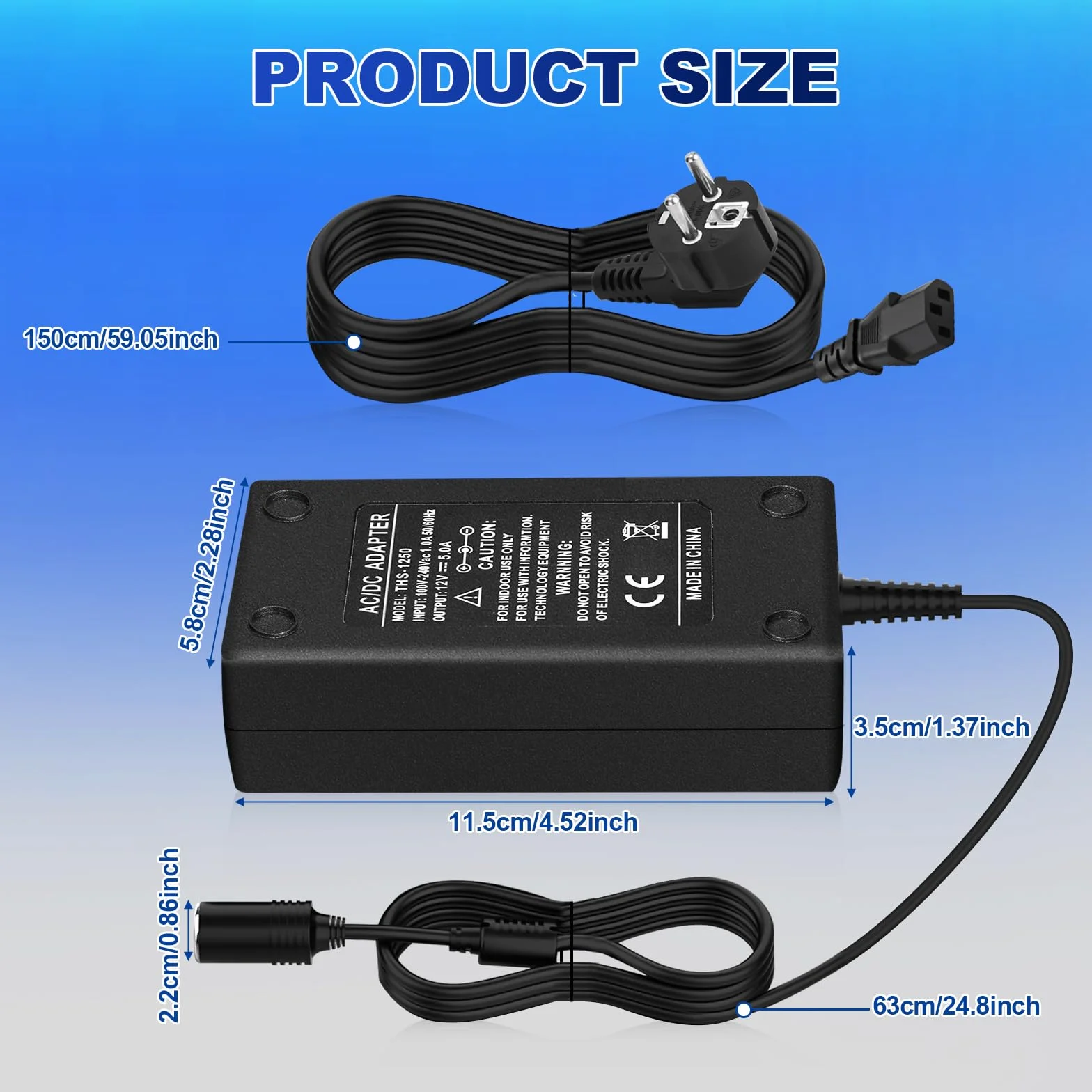 Przetwornica napięcia 230 V na 12 V, adapter sieciowy 5 A 60 W, adapter do gniazda zapalniczki samochodowej, AC na DC 12 V na 230 V, do odkurzaczy samochodowych, kompresorów, lodówki