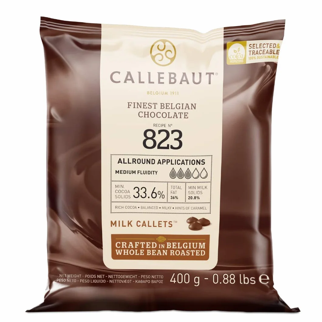 CALLEBAUT Receipe No. 823 - koperta Callets, Vollmich czekolada, 33,6% kakao, 1 x 400 g