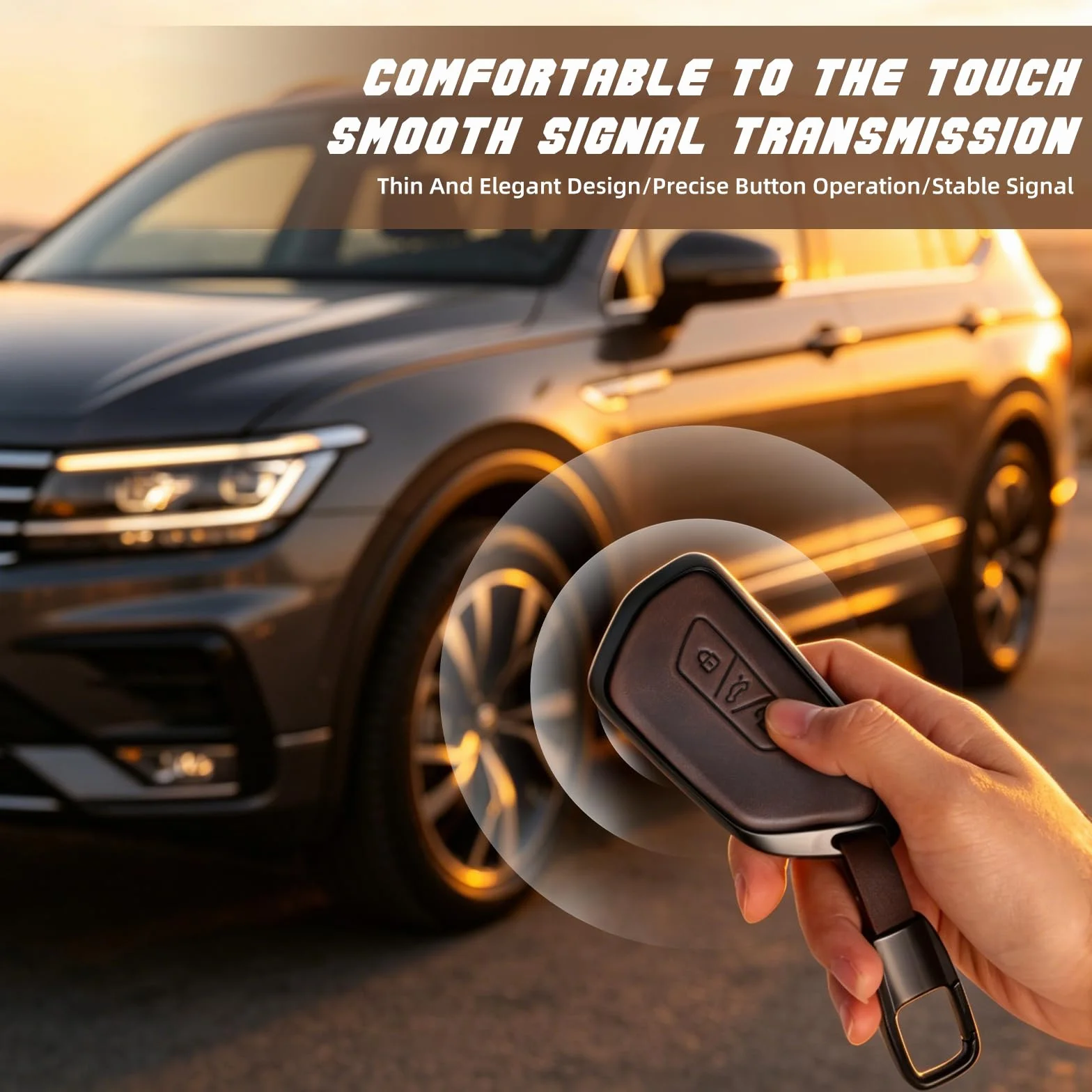 Etui na kluczyk samochodowy z VW 3 przyciski, stop cynku + skórzana obudowa na klucze, kompatybilne z Golf 8 ID4 Cupra GTE Seat Leon MK4 Tarraco Ateca Octavia 3 Guziki -Brown