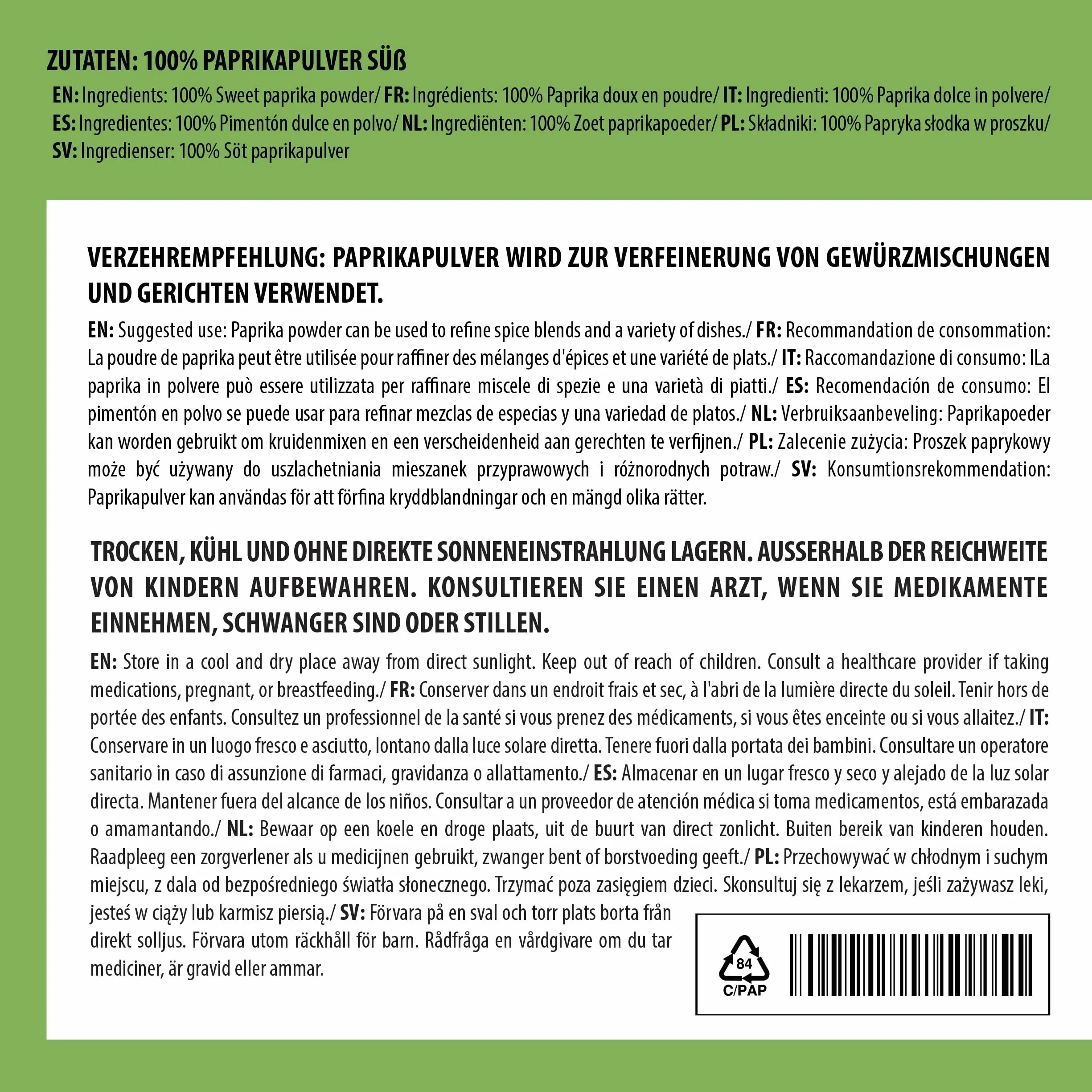 Alpi Nature Słodka Papryka w Proszku 500g, Mielona Czerwona Papryka, Łagodna Przyprawa Paprykowa