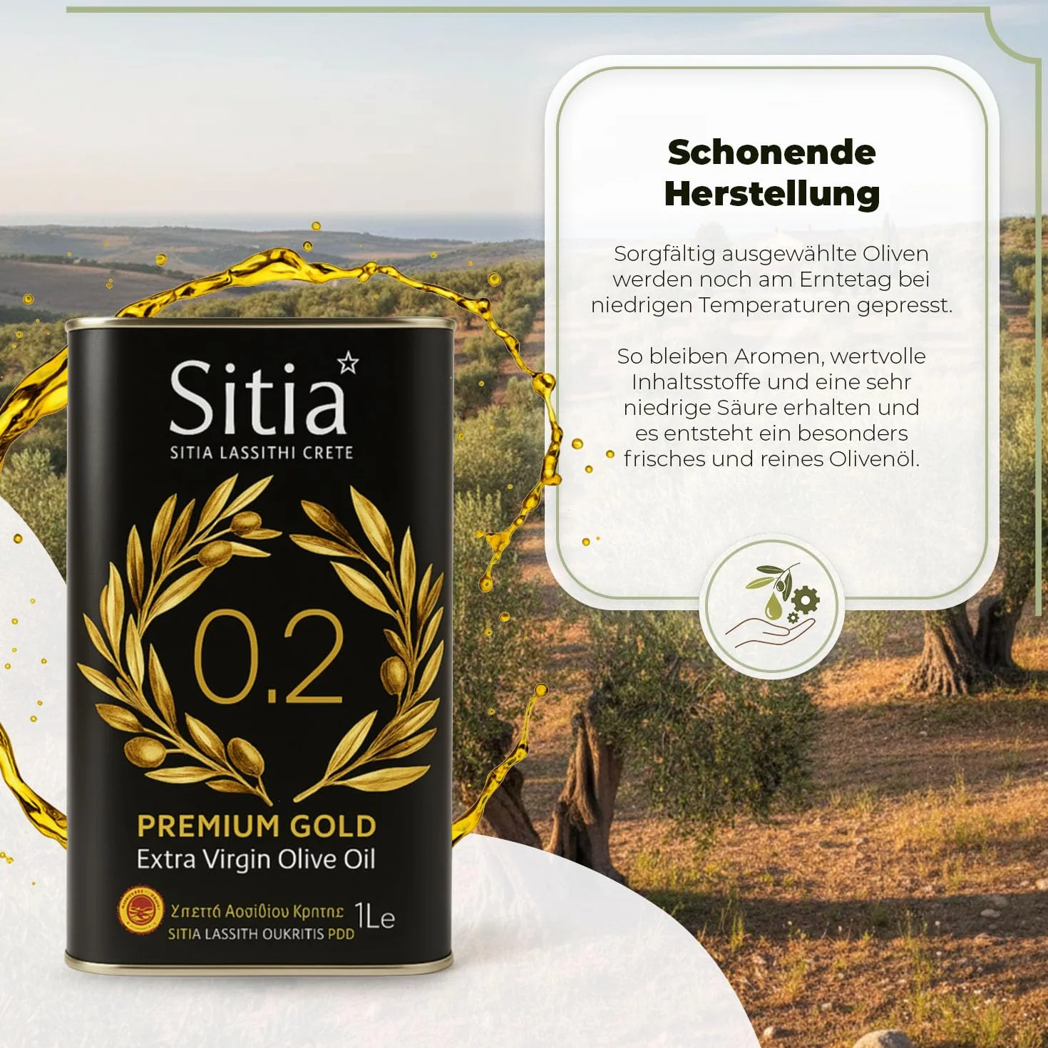 Oliwa Grecka Extra Virgin SITIA 0,2% 1l
