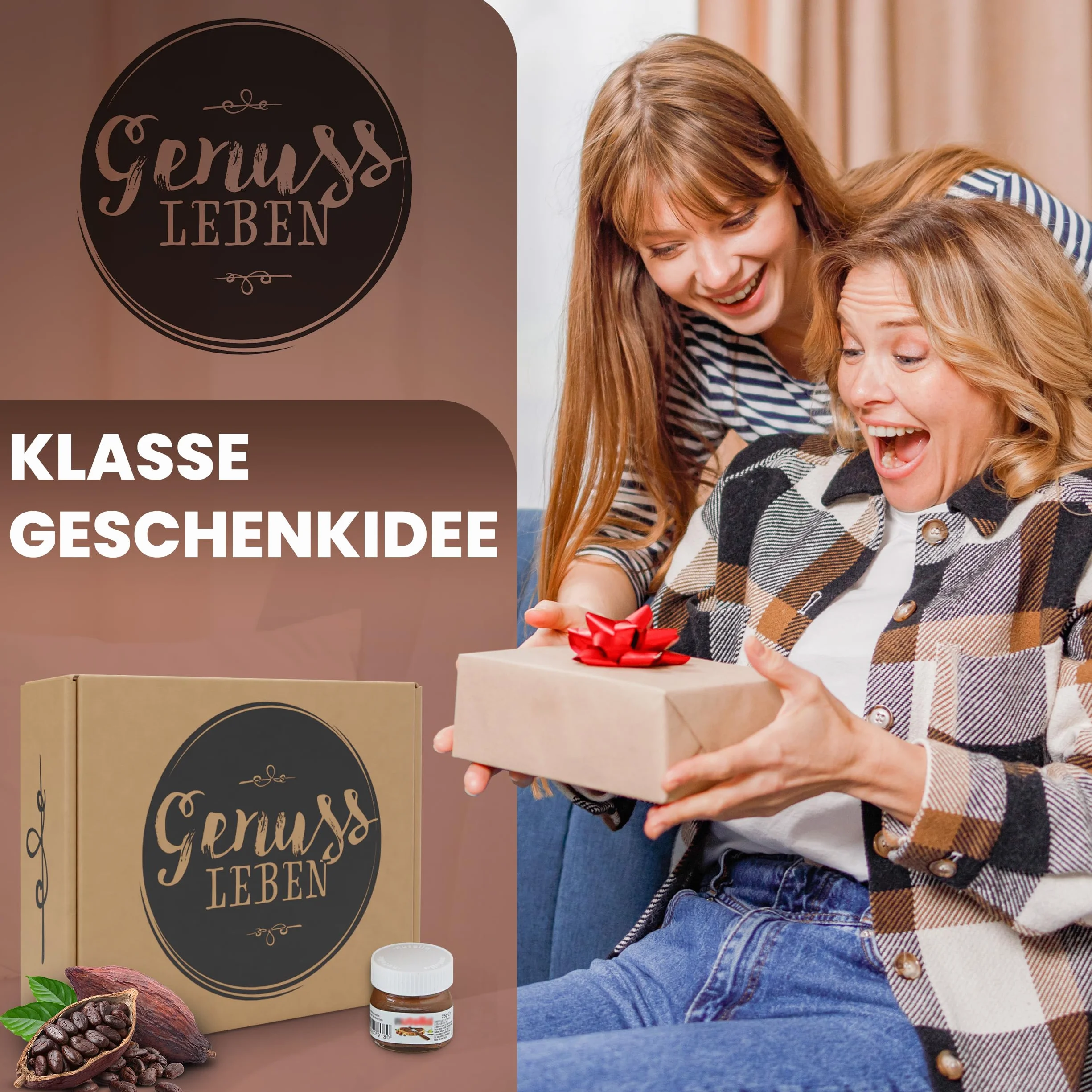 Genussleben Pudełko 16 mini szklanek krem z orzechów laskowych 25 g