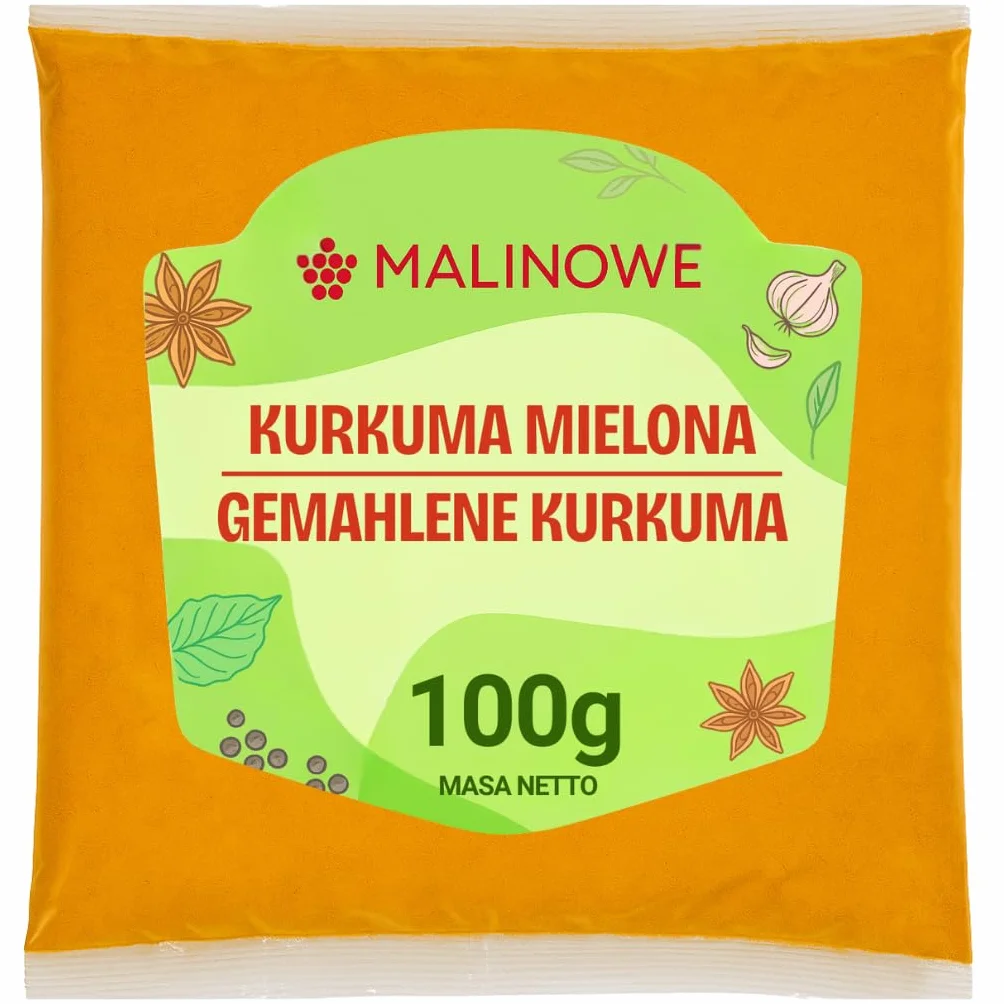 Malinowe KURKUMA MIELONA 100g Naturalna Intensywna Kurkumina