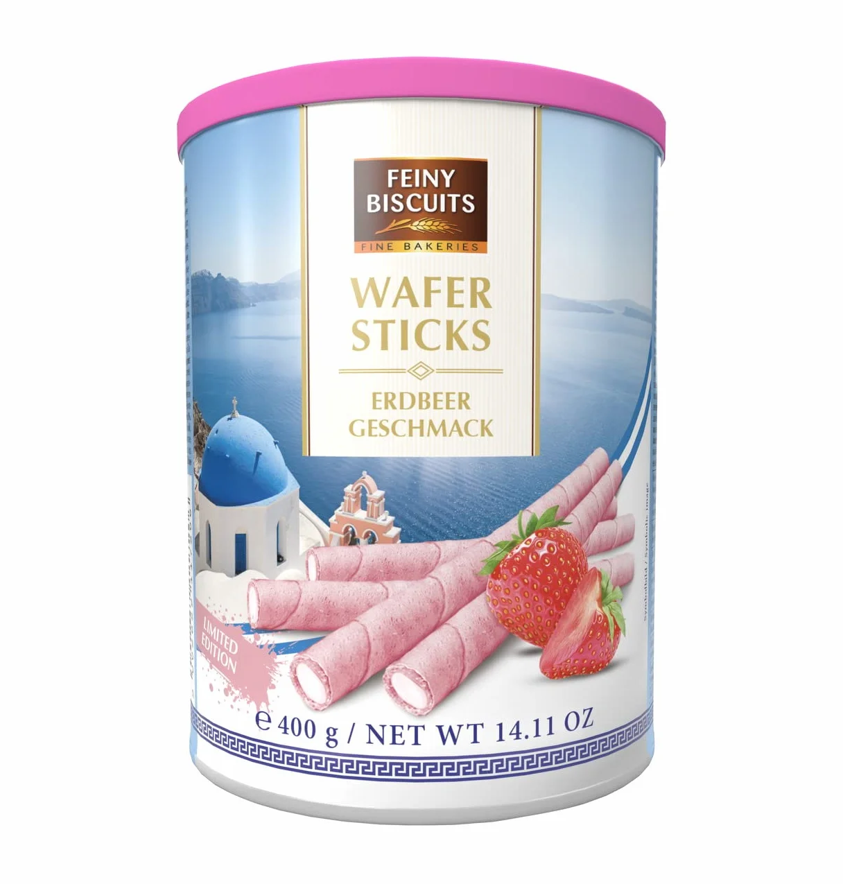Feiny Biscuits Wafer Sticks rurki waflowe o smaku truskawkowym 400 g