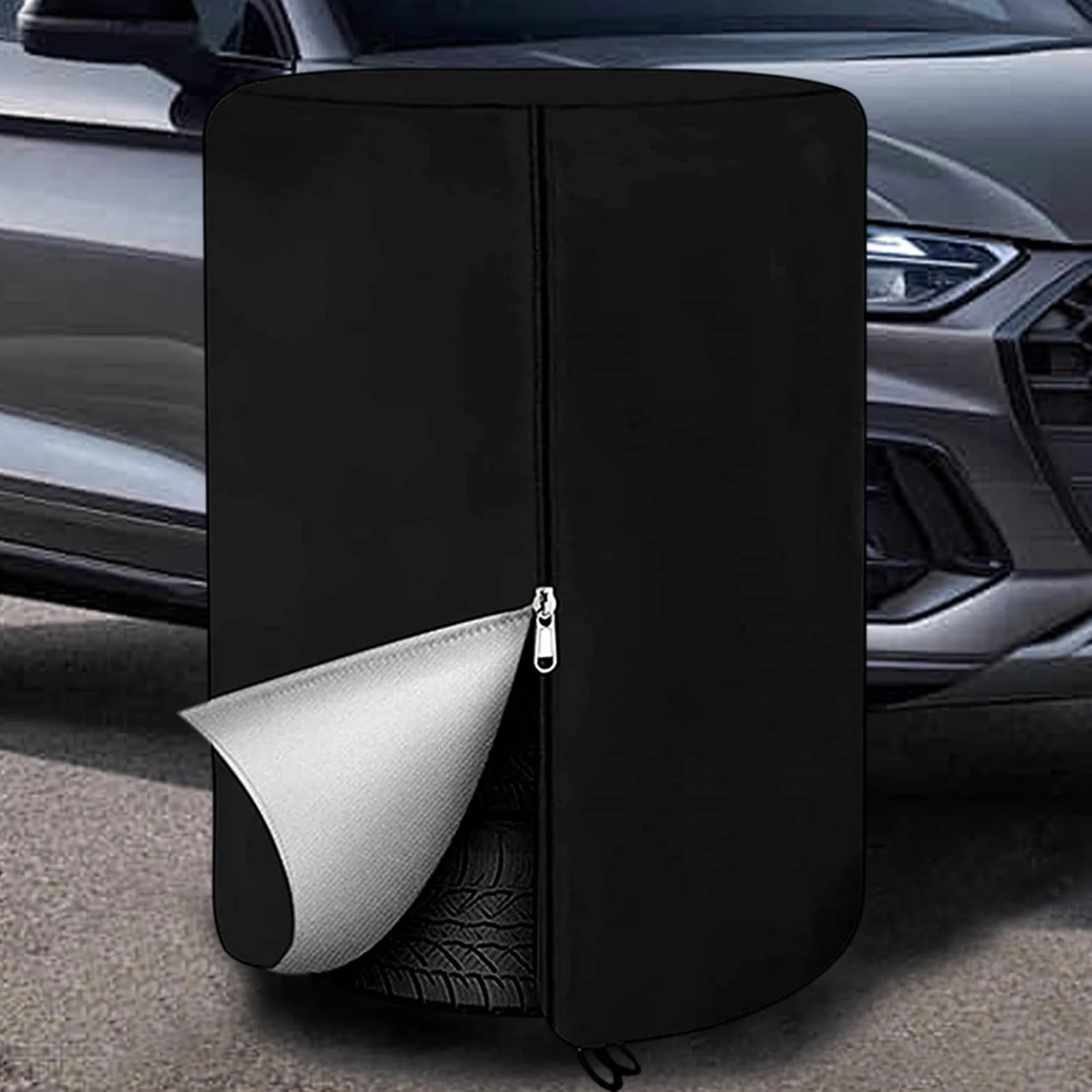 Trailer Tire Cover, Waterproof Spare Tire Storage Bag, Heavy-Duty 420d Oxford Fabric, Large Capacity & Outdoor Wheel Organization for Trucks Trailers, 43.31x28.74x28.74 Inches