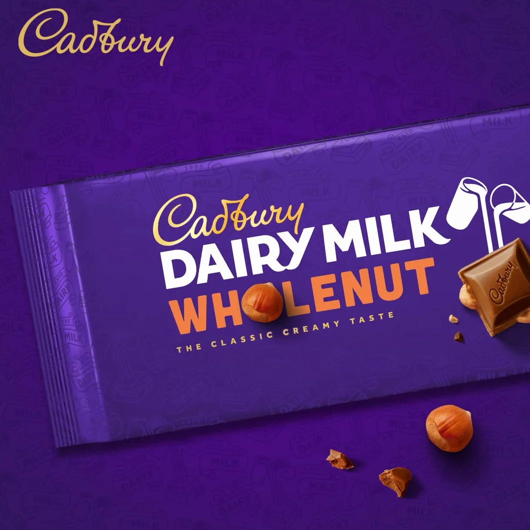 Cadbury Cała czekolada Dairy Milk – kremowa czekolada mleczna z całymi kawałkami orzecha laskowego, 180 g