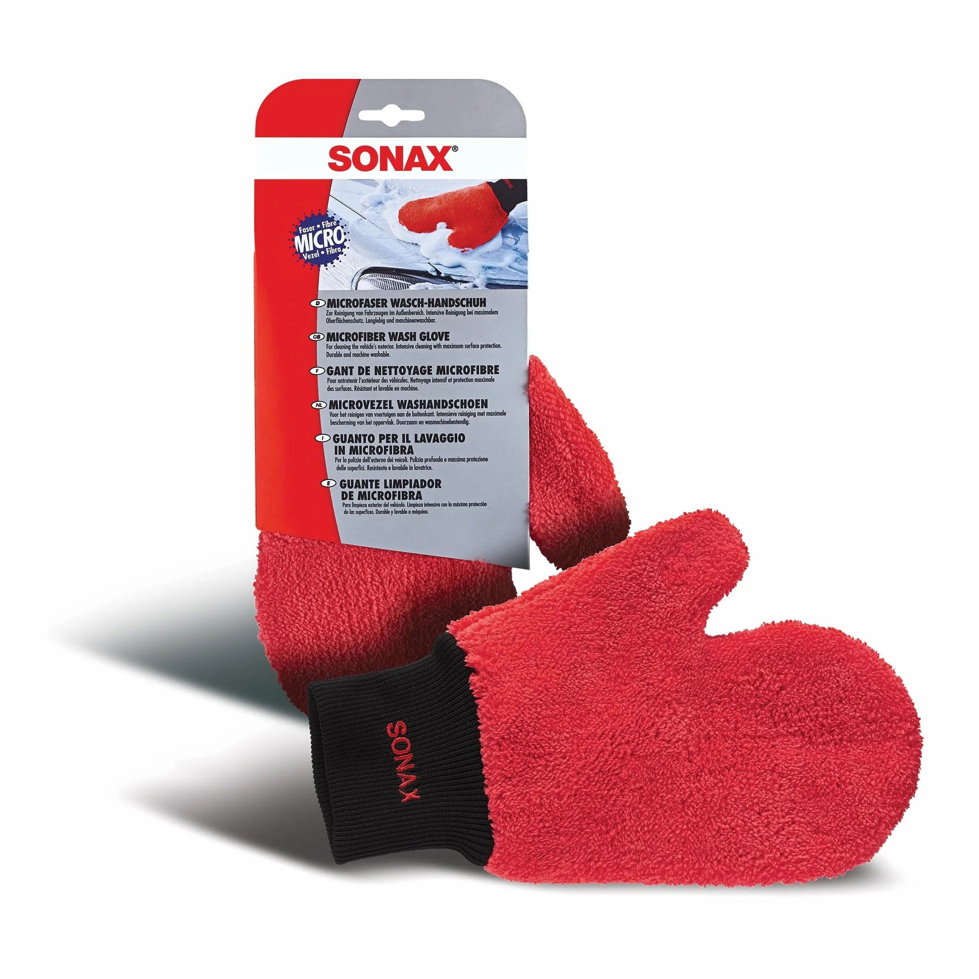 SonaX 428200 Rękawica Do Mycia Z Mikrofibry, Czerwony