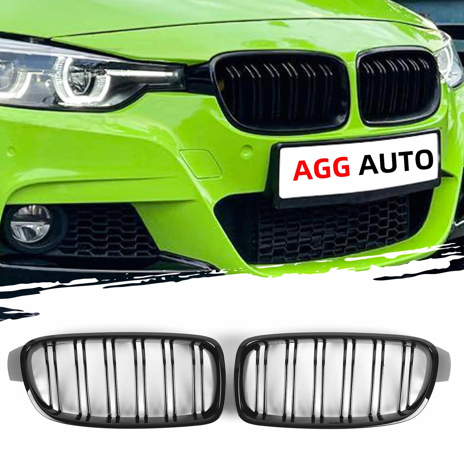 Błyszcząca czarna kratka chłodnicy przednie nerki 6 podwójnych prętów do BMW serii 3 F30/F31 2012-2018