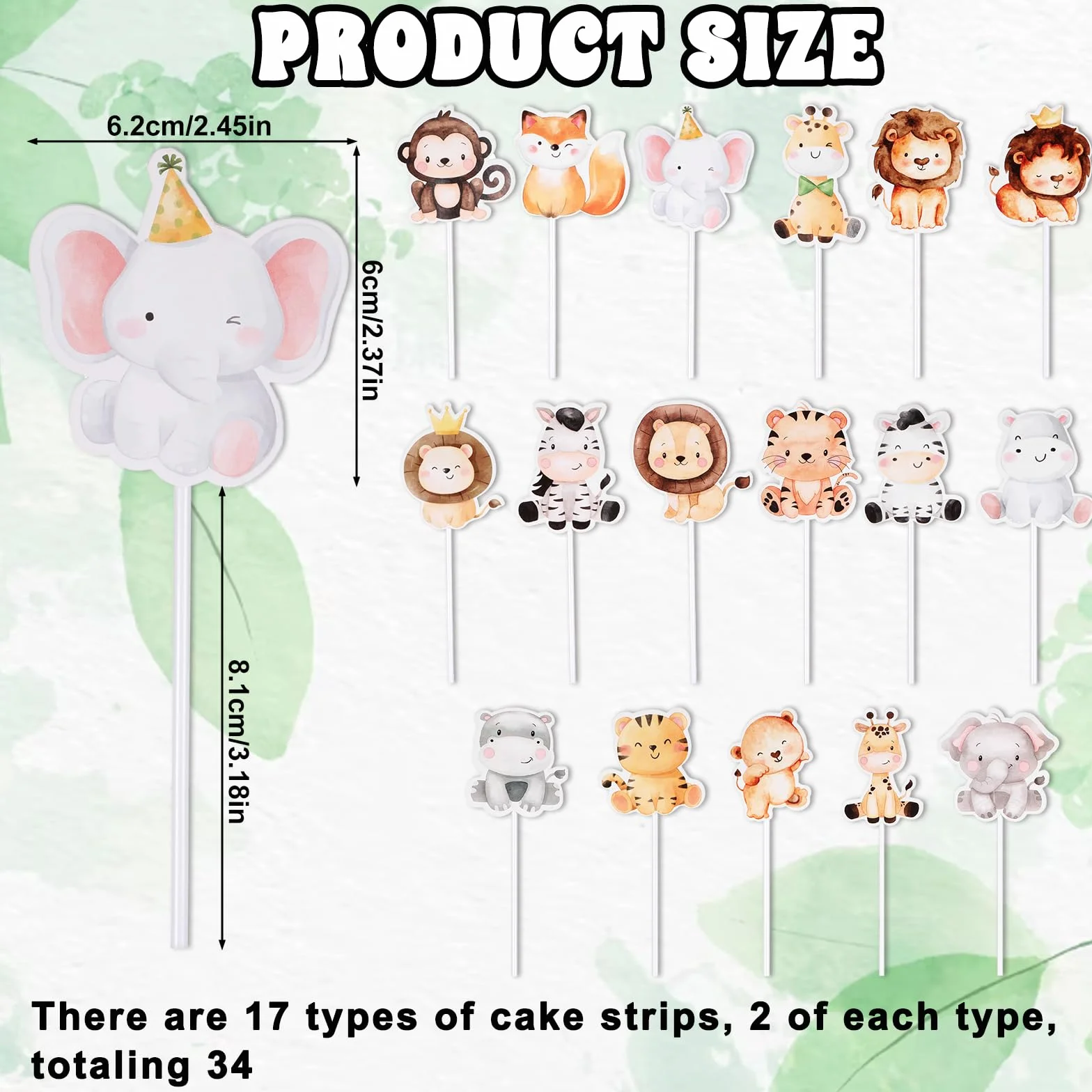 Zwierzęta dżungli toppery na babeczki safari baby shower urodziny