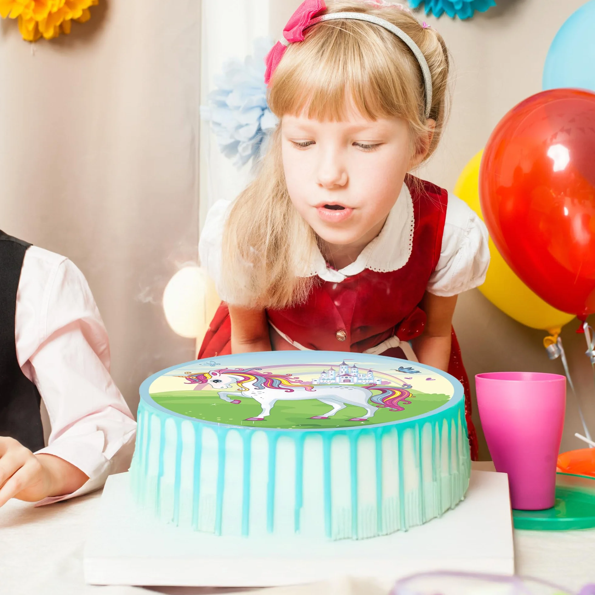 Jadalna dekoracja tortu jednorożec fondant okrągły Ø 20 cm