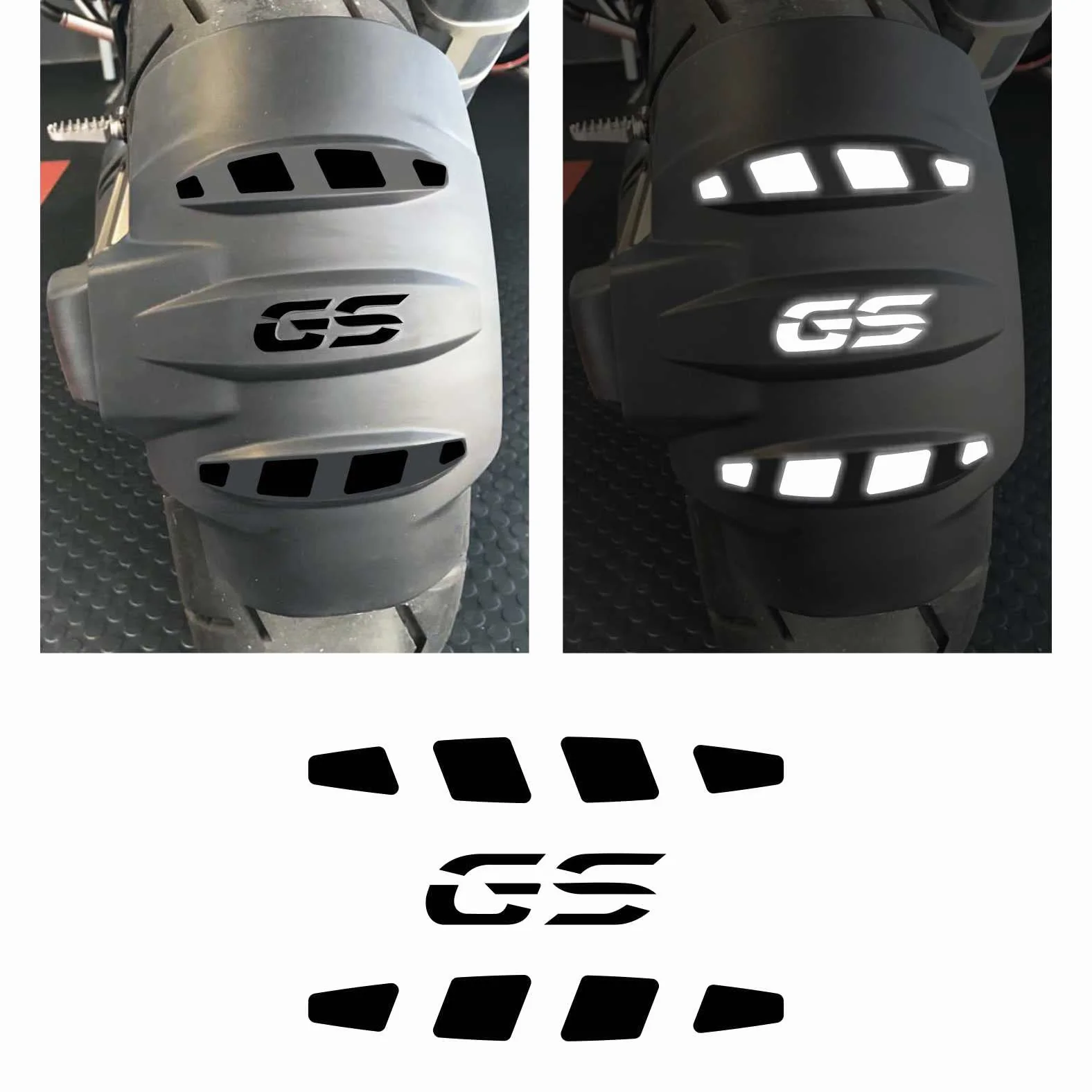 Naklejki refrakcyjne na tylny błotnik kompatybilne z Motorrad R 1200 1250 GS Adventure, 3 szt. (czarny)