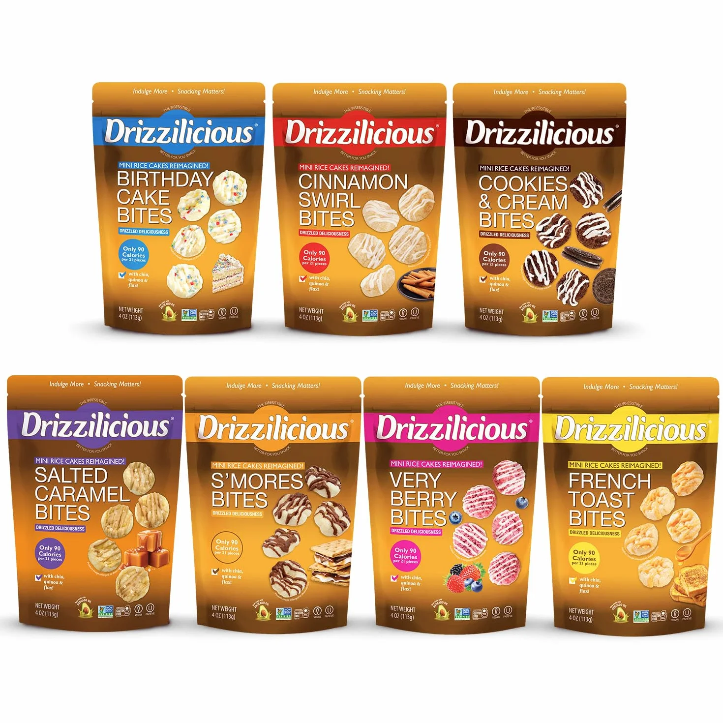 Drizzilicious Mini Rice Cake Bites Mix Różnorodny 113 g 7 sztuk