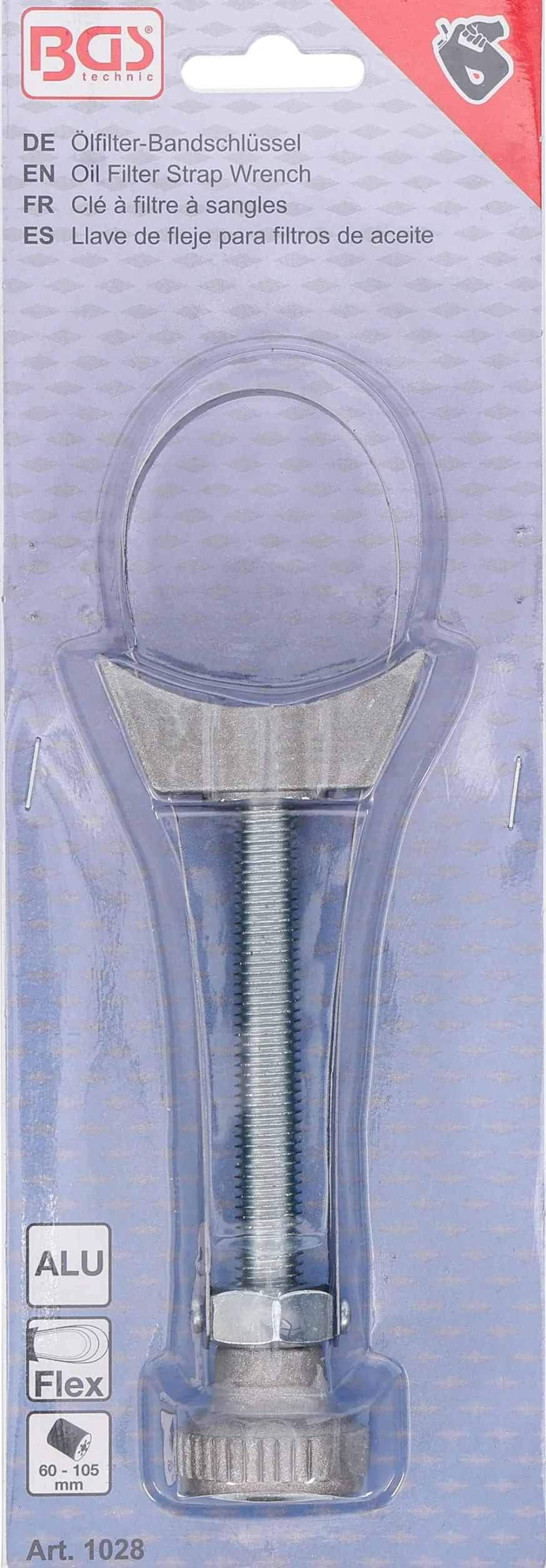 BGS 1028 | Klucz taśmowy do filtrów oleju | stal do opasek sprężynowych | aluminiowy odlew ciśnieniowy | Ø 60 - 105 mm
