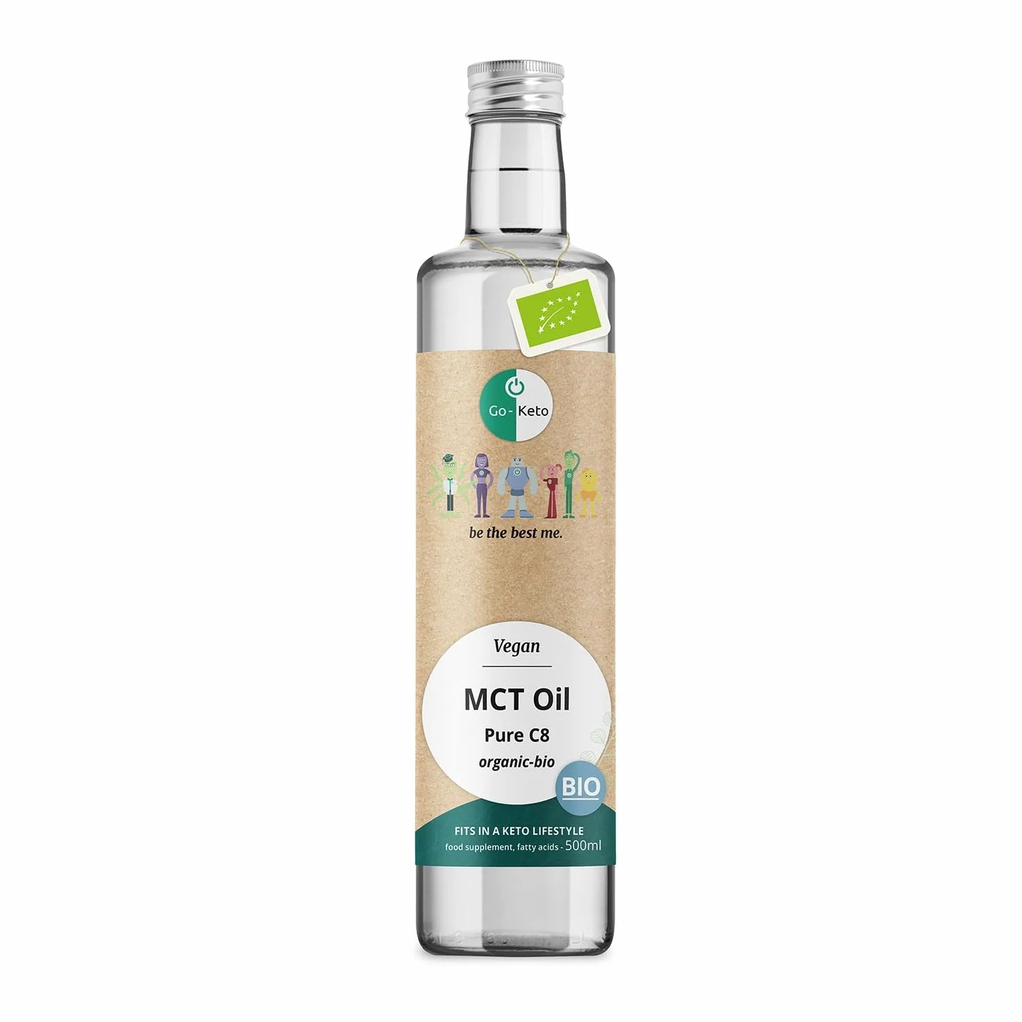 Go-Keto BIO MCT Oil C8 500ml – organiczny olej MCT C8 z BIO oleju kokosowego, Keto Coffee Creamer